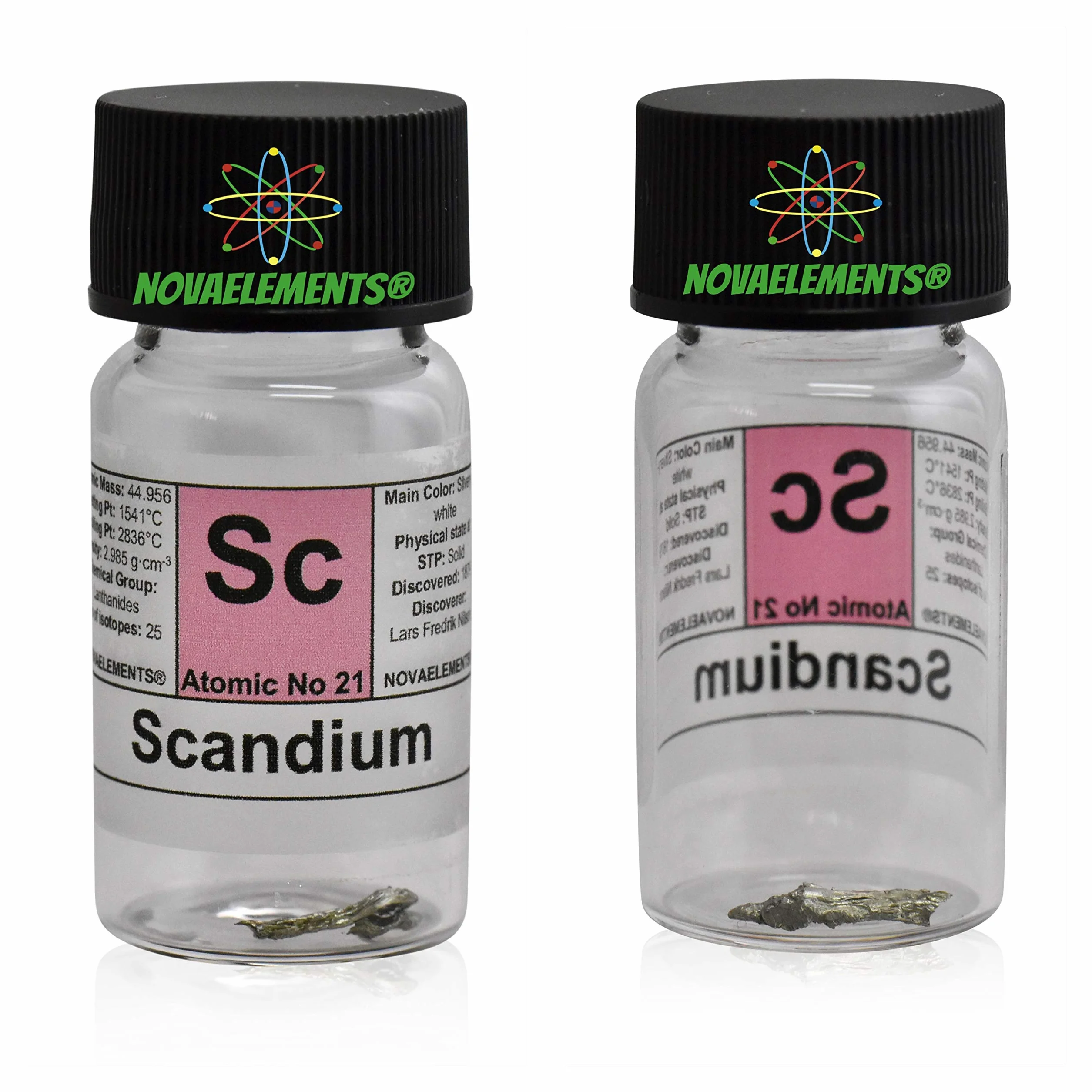 Scandio metalowy element 21 SC, 0,1 g, 99,99% w szklanej fiolce z metką