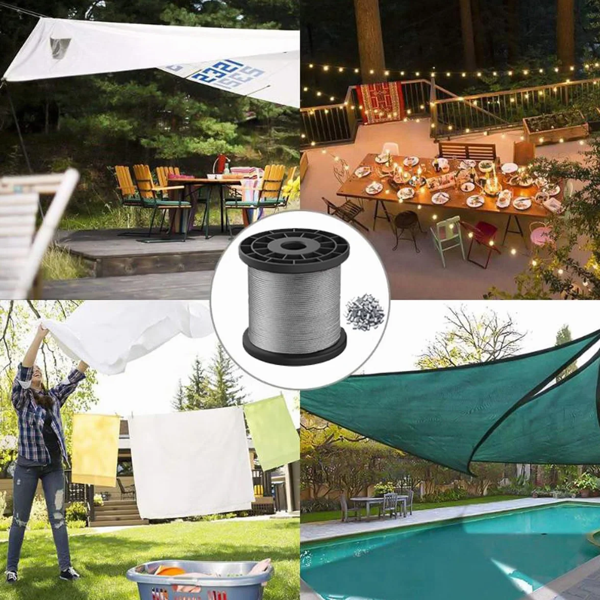 100 m Stahlseil 1 mm Linka Stalowa, 304 Stahl Drut Stalowy 7 x 7 Miękka/Elastyczna, 40 Szt. M1 Aluminiowa Tuleja Zaciskowa do Liny Stalowej, Zawieszenia, Zasłony, Kabla ze Stali Nierdzewnej
