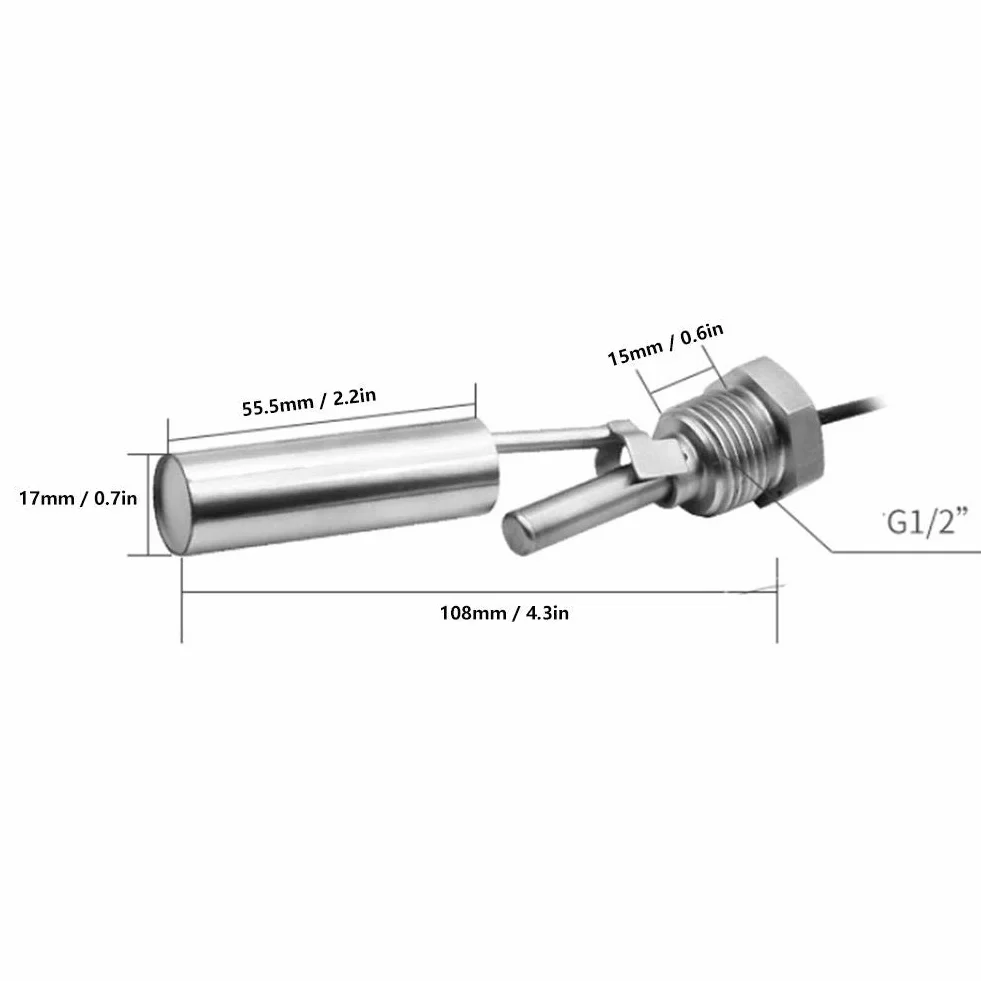 Flüssigkeitsstandsensor G1/2 DC0-220V 304 Edelstahl Entenschnabel-Schwimmerschalter