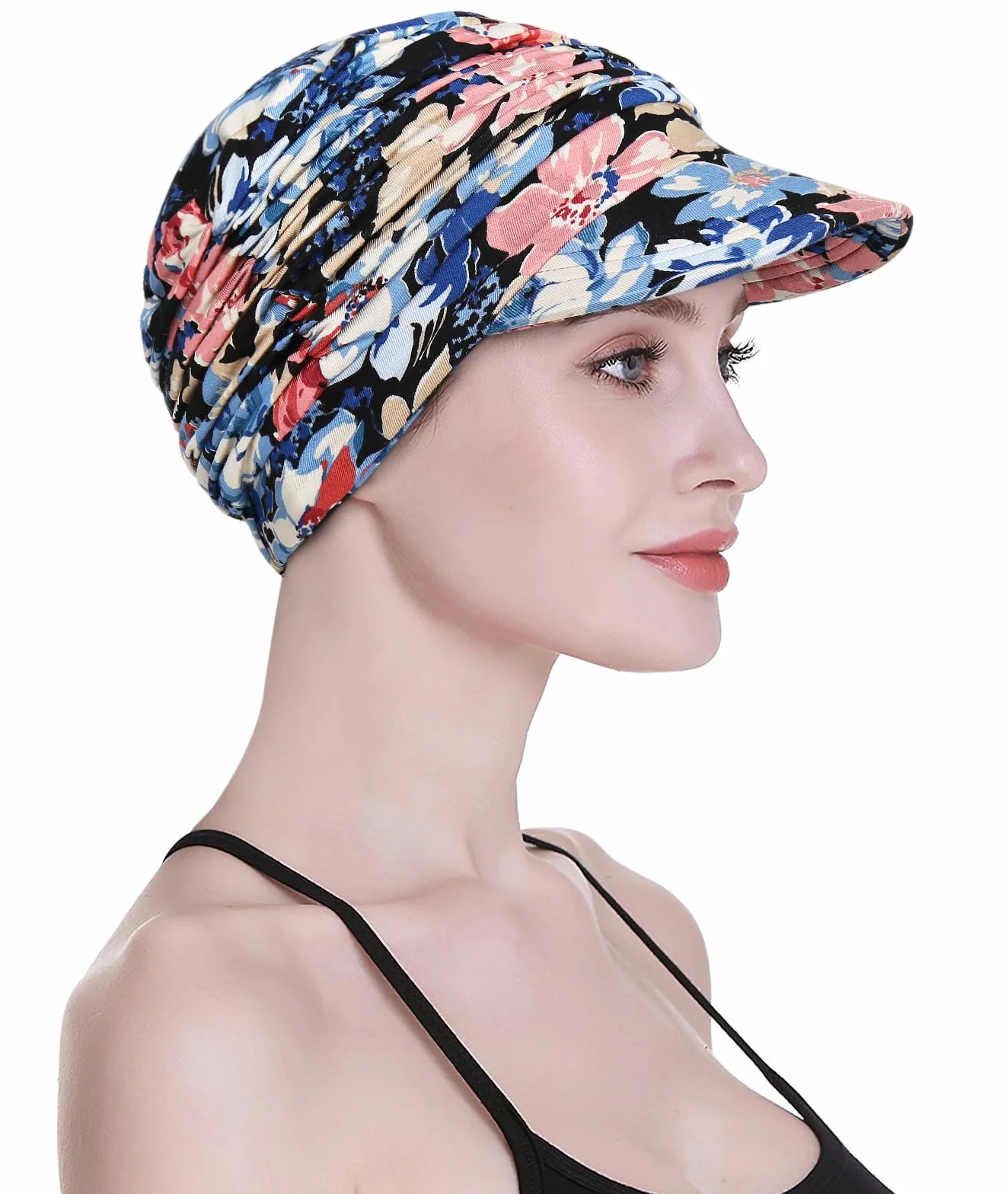 FocusCare Miękka czapka bambusowa dla kobiet po chemioterapii turban na wypadanie włosów, niebieski