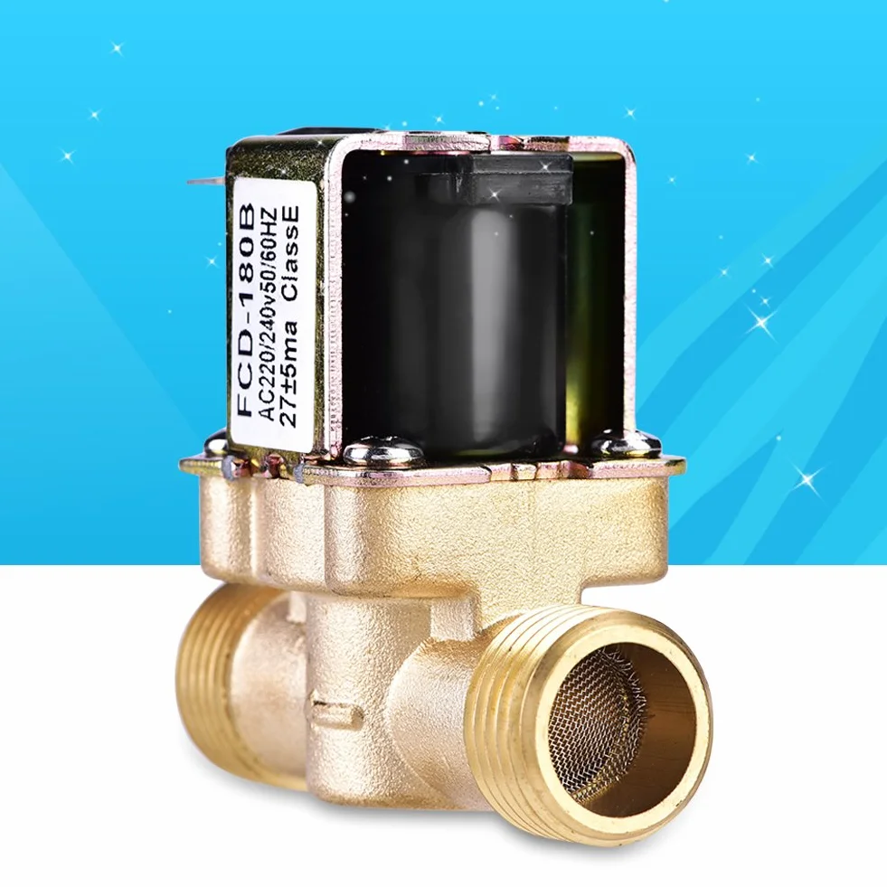 Elektromagnetyczny zawór wodny mosiężny 1/2" AC 220V normalnie zamknięty