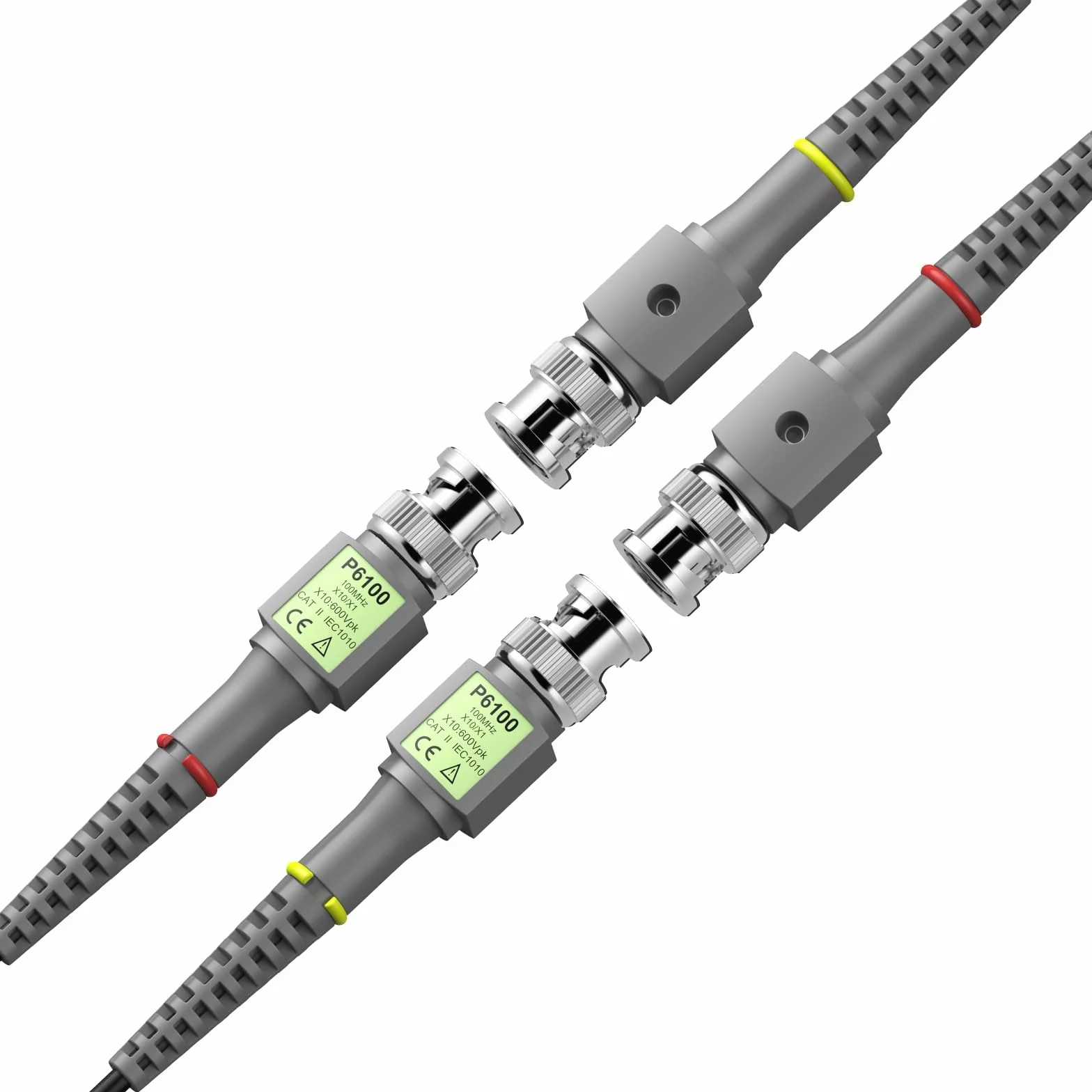AUTOUTLET 2 zestawy P6100 sondy oscyloskopowe 100MHz z zaciskowanymi sondami BNC do Minigrabber zestaw przewodów testowych 10:1 i 1:1 przełączalna szerokość pasma