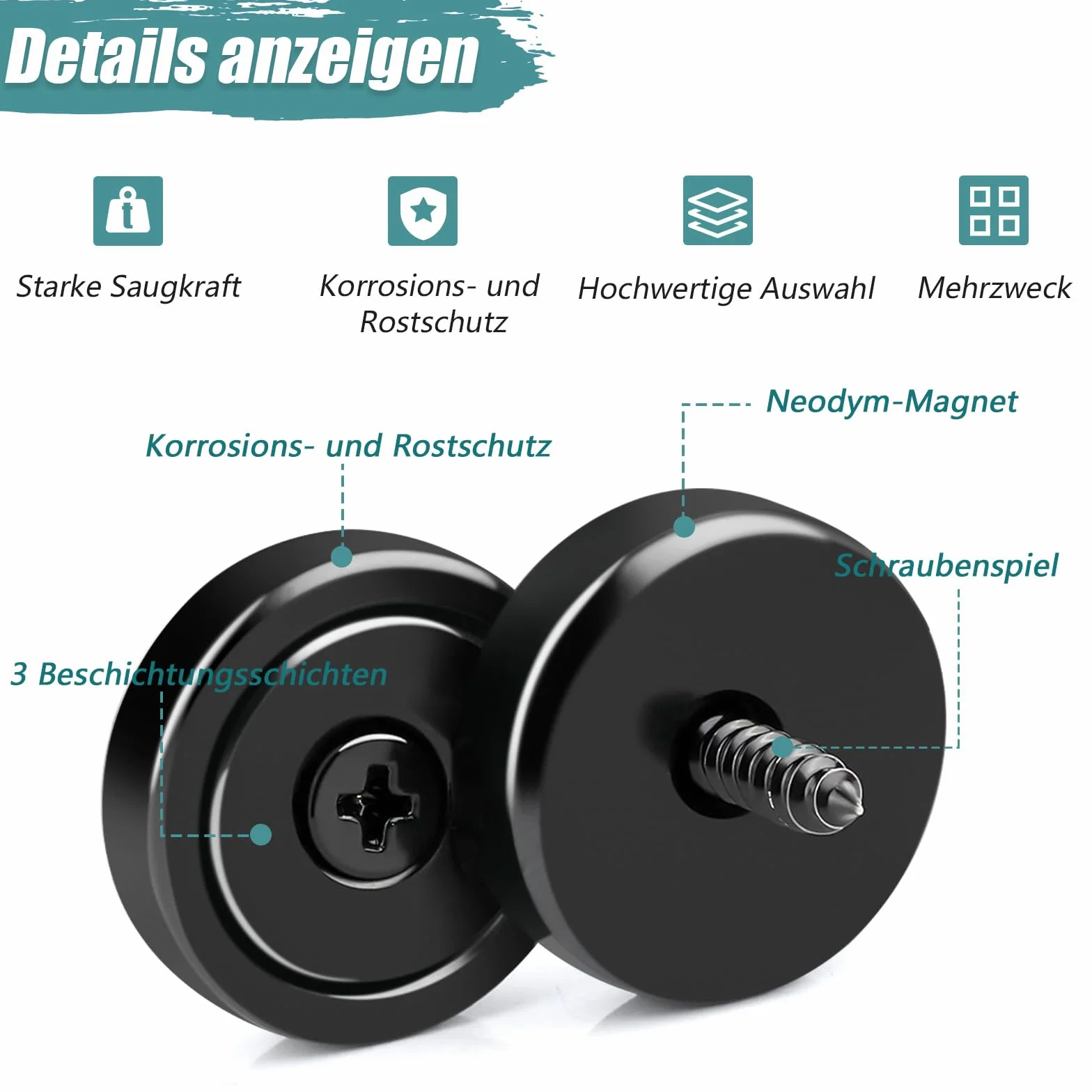 Magnesy neodymowe 25 x 7 mm 30 kg z otworem i kapsułką 6 sztuk