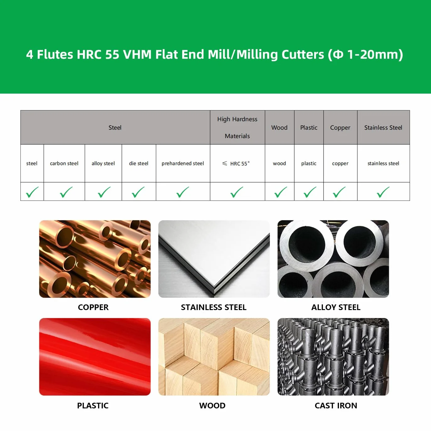 Frez CNC VHM 4mm 4 Zęby HRC55 AlTiN do Metalu Stali Drewna Akrylu Plastiku