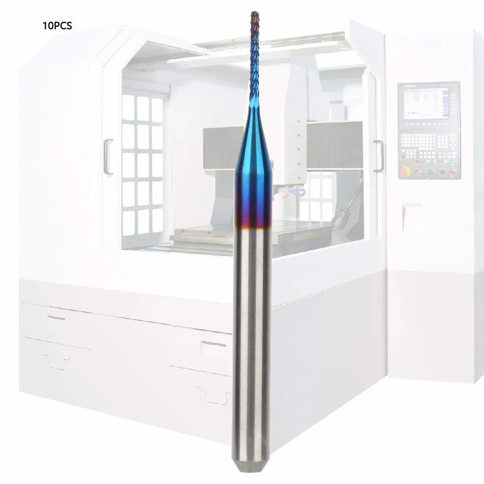 Wolframfräser Blau Beschichtet Spiralfräser Fräsmaschine CNC Fräser Set 0.8mm