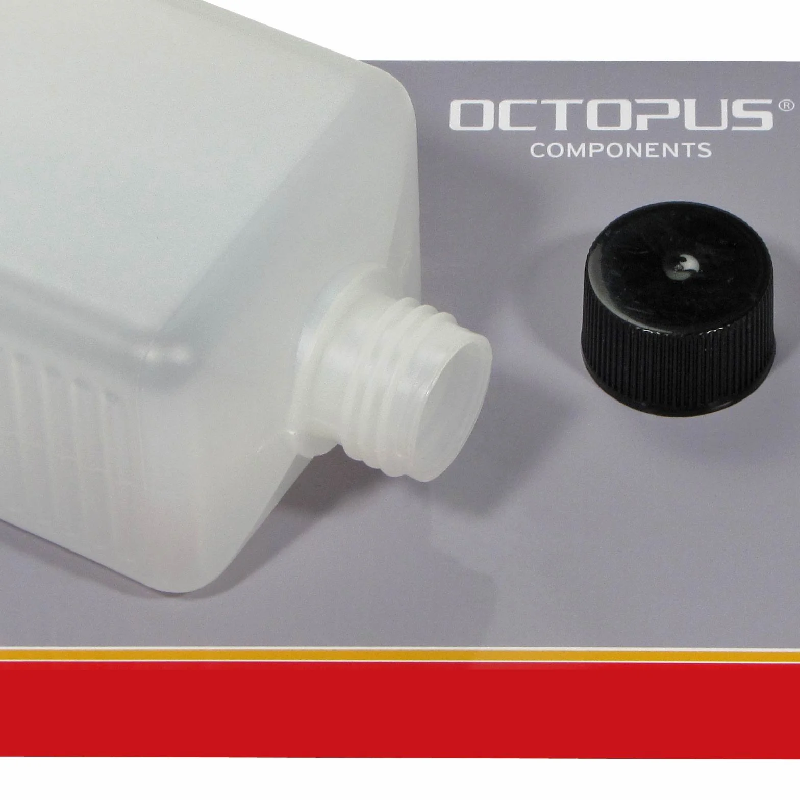Octopus 5 x 500 ml butelki z tworzywa sztucznego, butelki plastikowe HDPE z czarnymi zakrętkami, puste butelki z czarnymi zakrętkami, kwadratowe butelki z 5 etykietami do opisywania