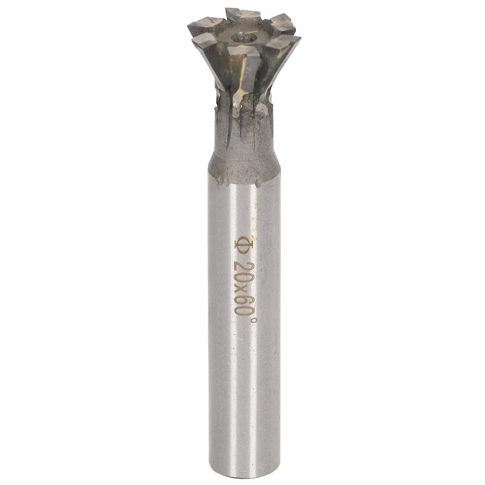 Frez jaskółczy ogon z twardego metalu 60° 6 rowków średnica 20 mm trzpień prosty