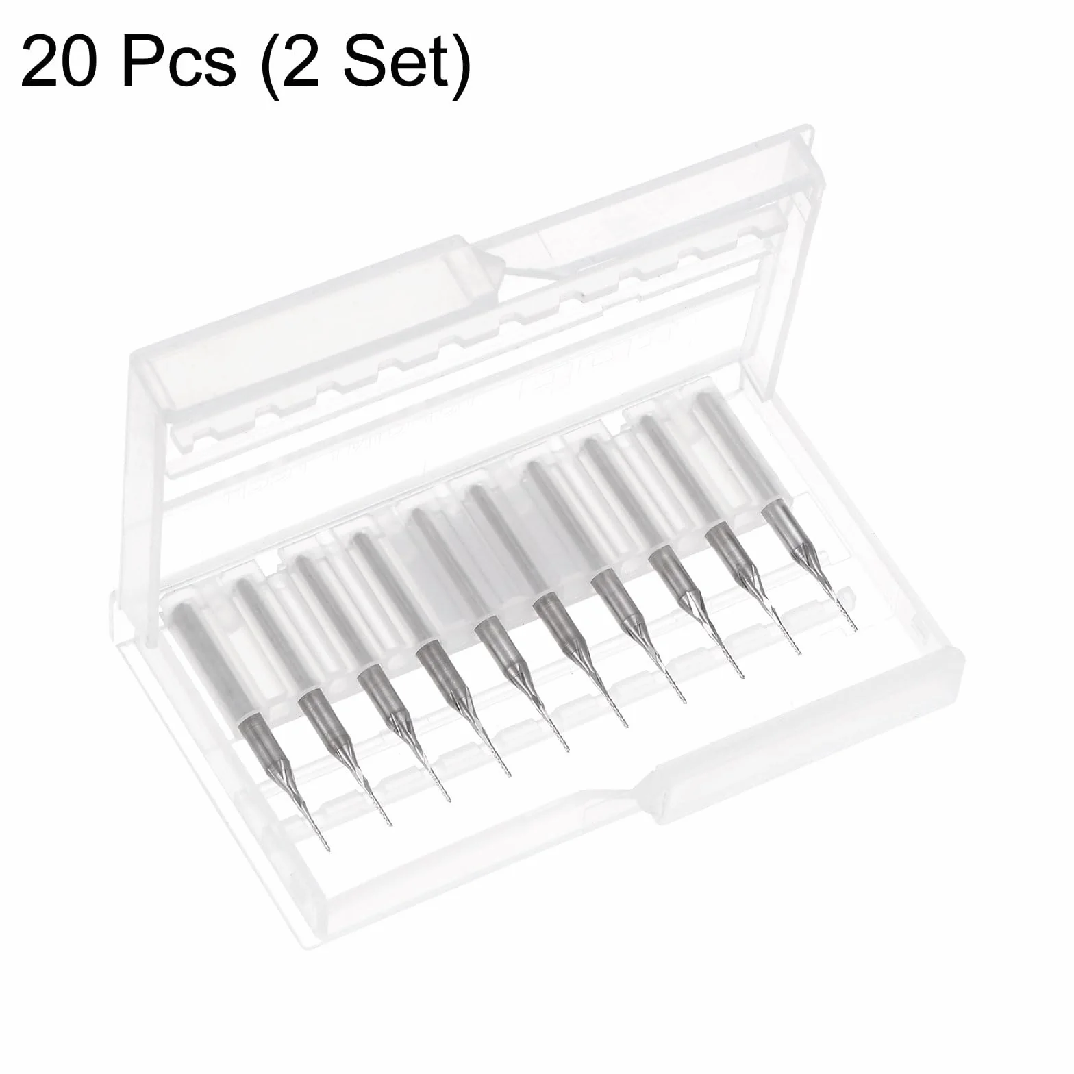 QUARKZMAN 20 sztuk bitów frez 0,6 mm wiertła CNC z litego twardego metalu frez do rzeźbienia w drewnie frez płytka drukowana PCB, 1/8" prosty trzonek