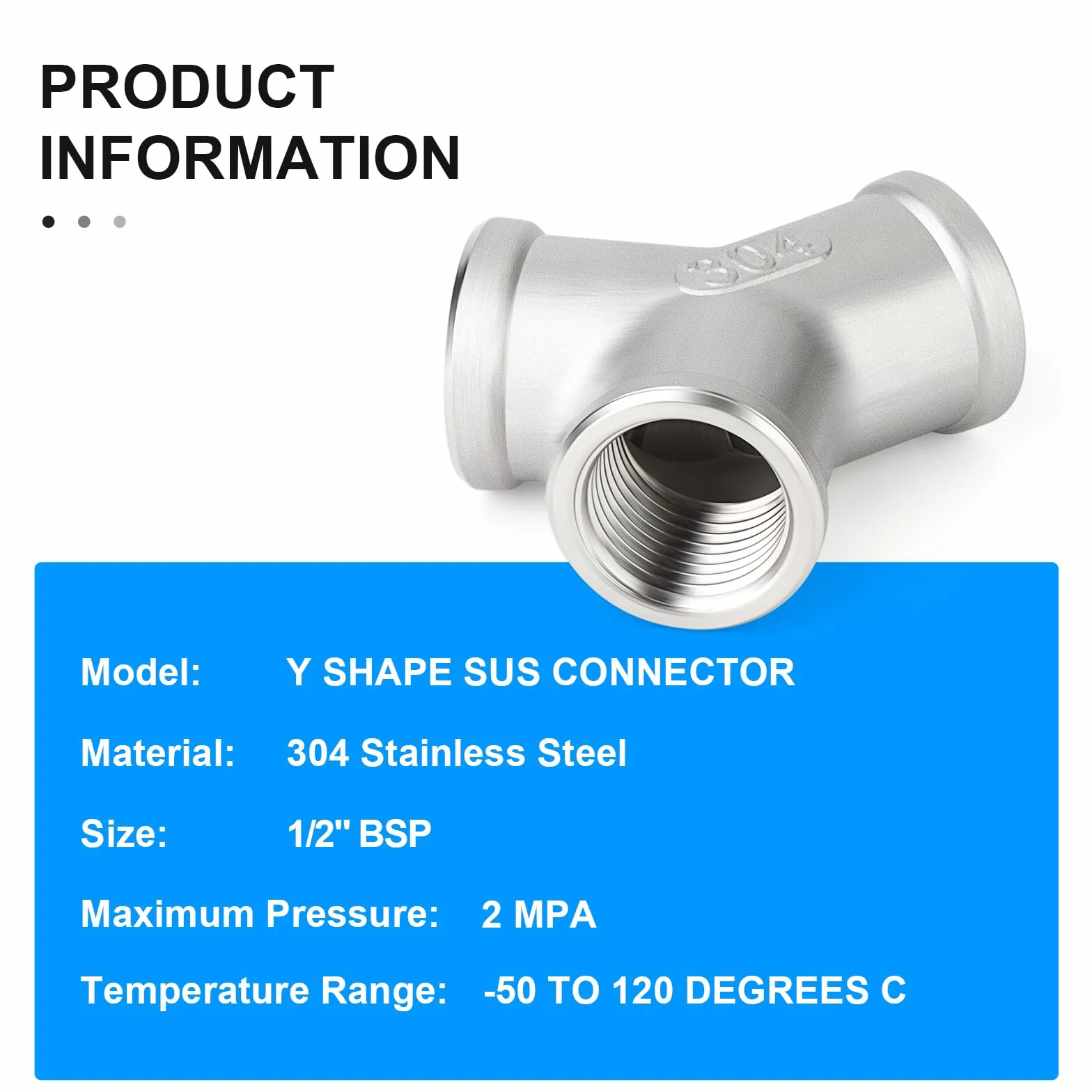 5 sztuk 1/2" BSP gwint wewnętrzny 304 stal nierdzewna 3-drożny kształt Y element łączniki rurowe