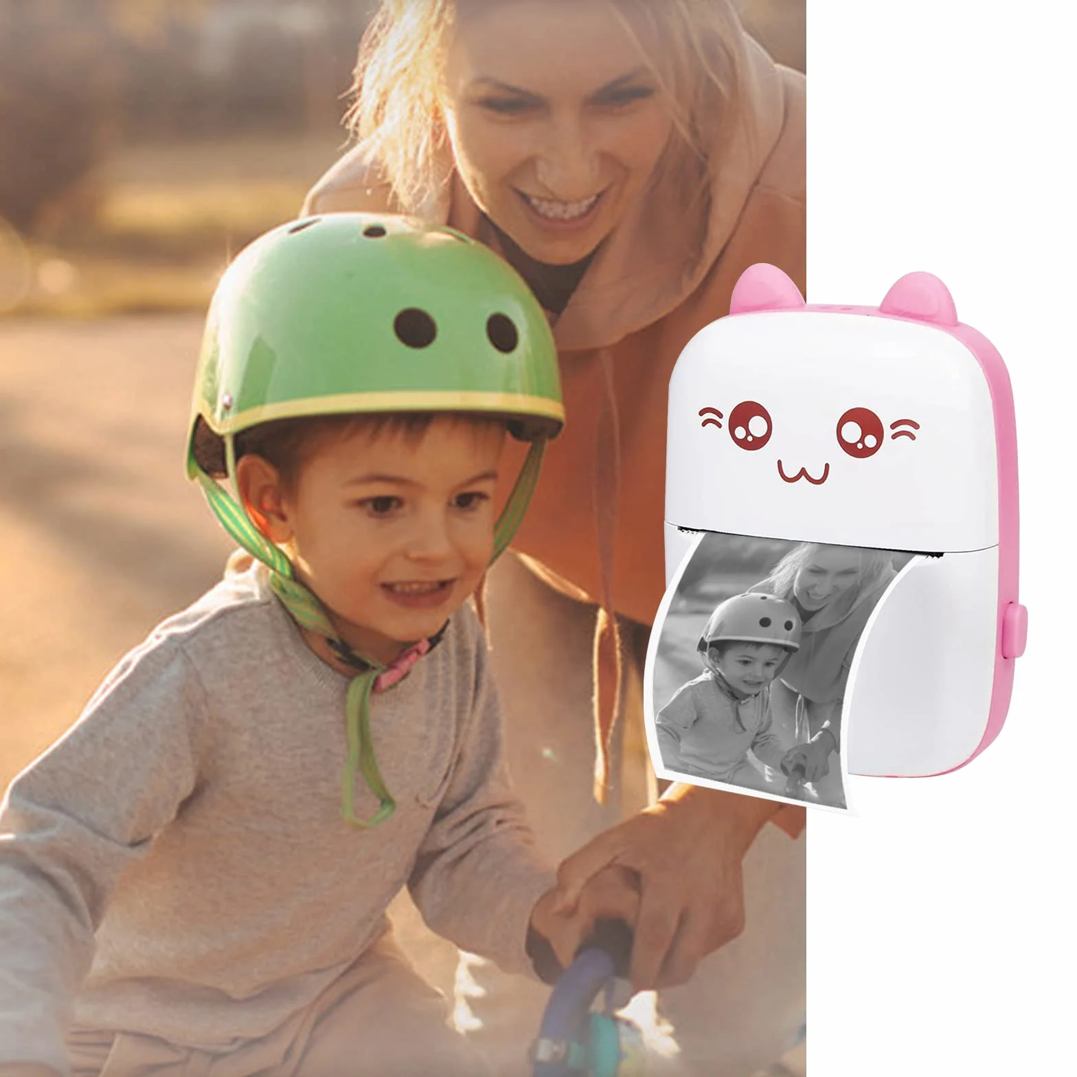 WANGCL Termiczna drukarka etykiet z ładowaniem USB, przenośna, bezprzewodowa drukarka fotograficzna Bluetooth, kompatybilna z systemem Android lub iOS, z 1 rolką papieru termicznego (różowa)