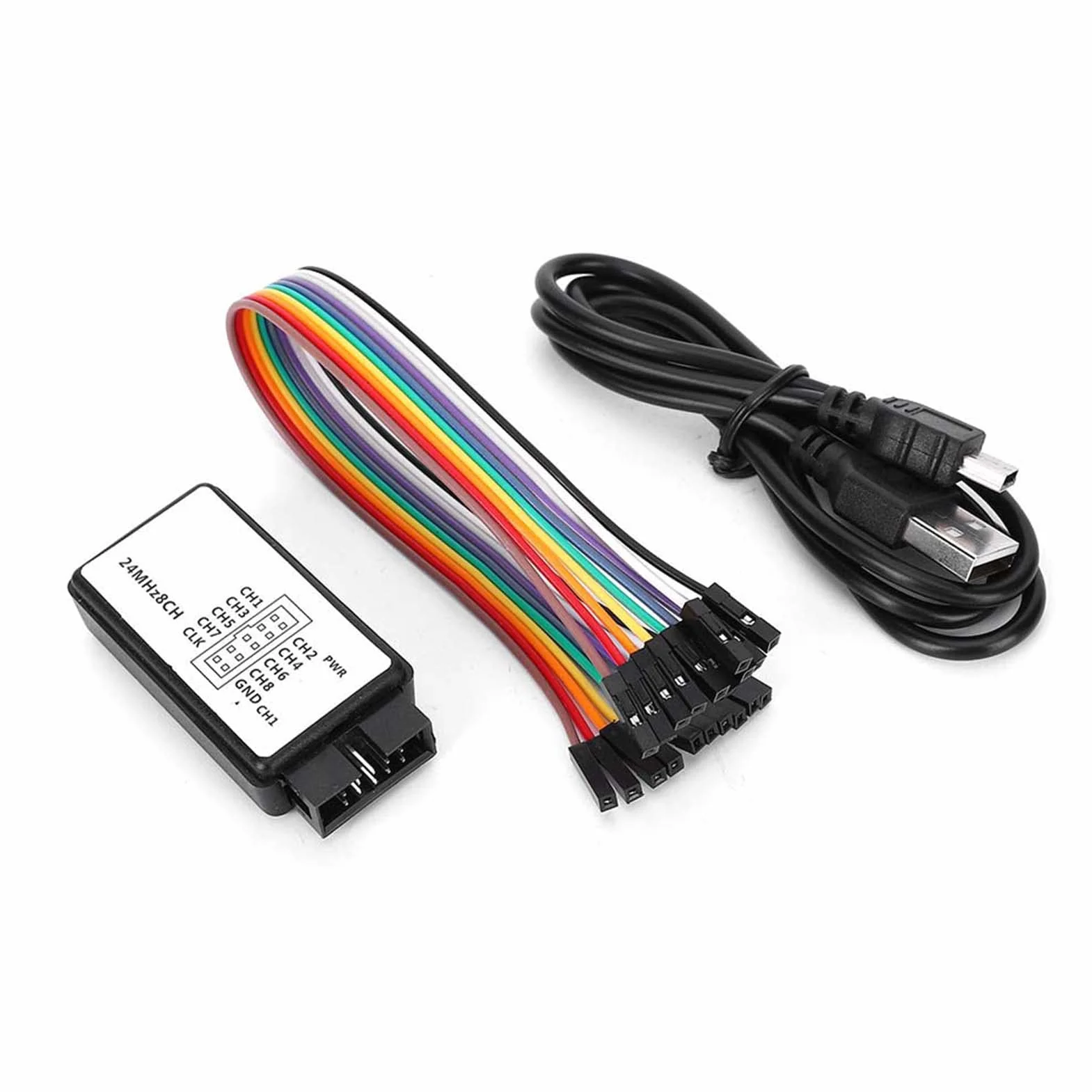 Analizator Stanów Logicznych 8-Kanałowy USB 24MHz Cyfrowy Kieszonkowy z 5PF Pamięcią Wejściową i Akcesoriami