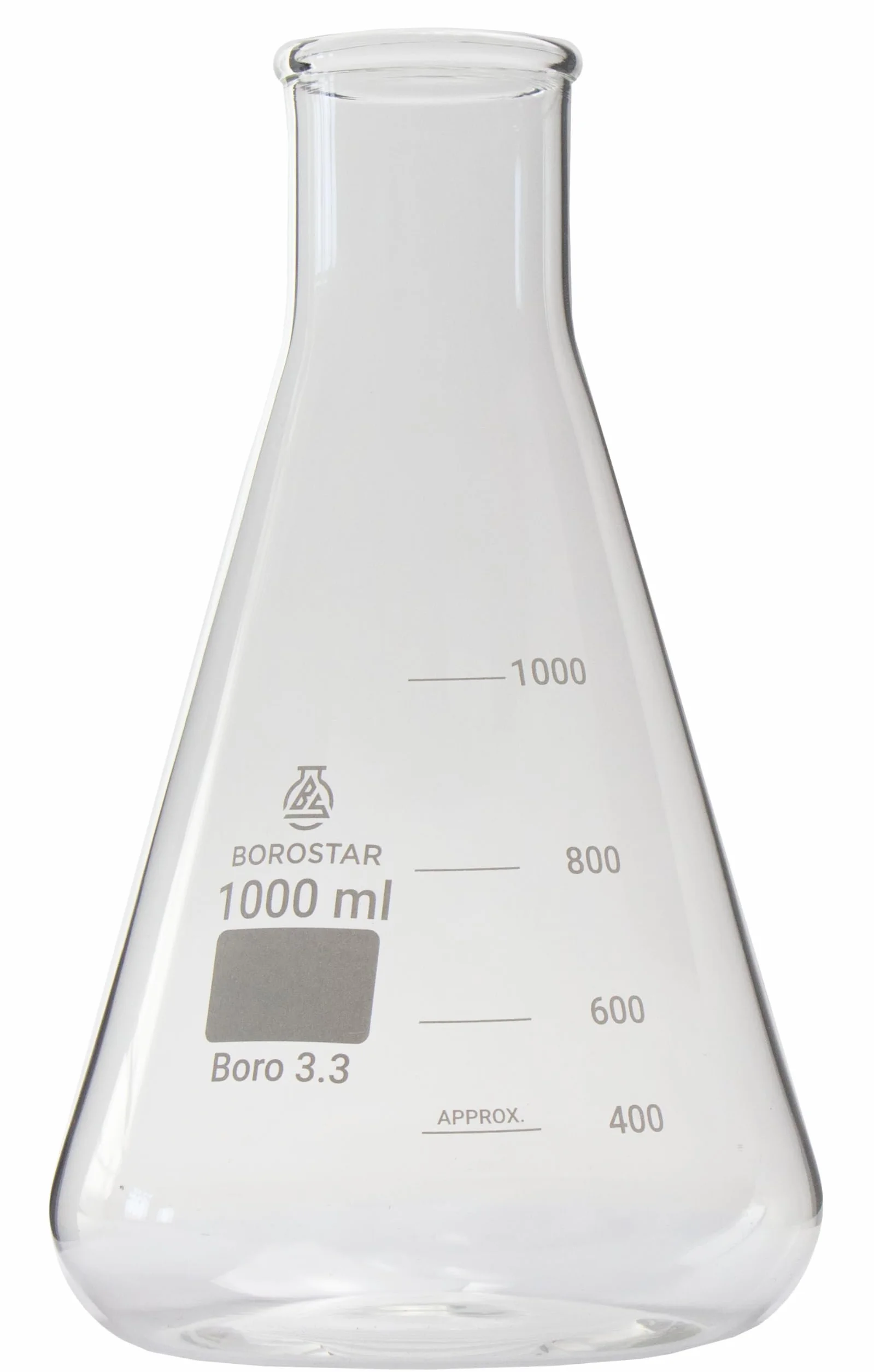 Kolba Erlenmeyera (Boro 3.3), z podziałką, szeroka szyja, 1000 ml