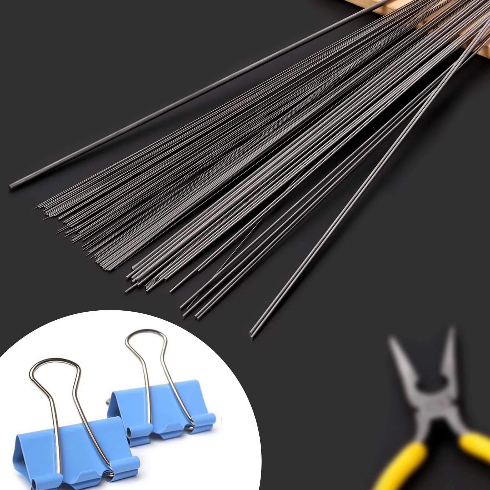 Glarks Zestaw 104 szt. drutu sprężynowego ze stali nierdzewnej – średnica 0,3-3 mm, długość 400 mm, prosty drut do samodzielnego wykonania modelu RC, model statku