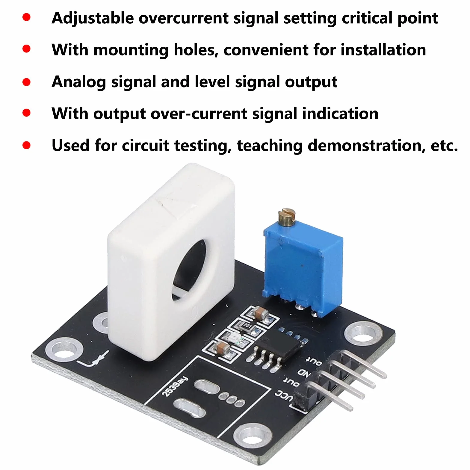 Czujnik Prądu Halla, 100a WCS1600 DC 5V Moduły Zabezpieczające Przed Zwarciem Regulowany Detektor Zabezpieczenia Nadprądowego Przed Zwarciem Do Wykrywania Przetężenia Silnika Inteligentnego
