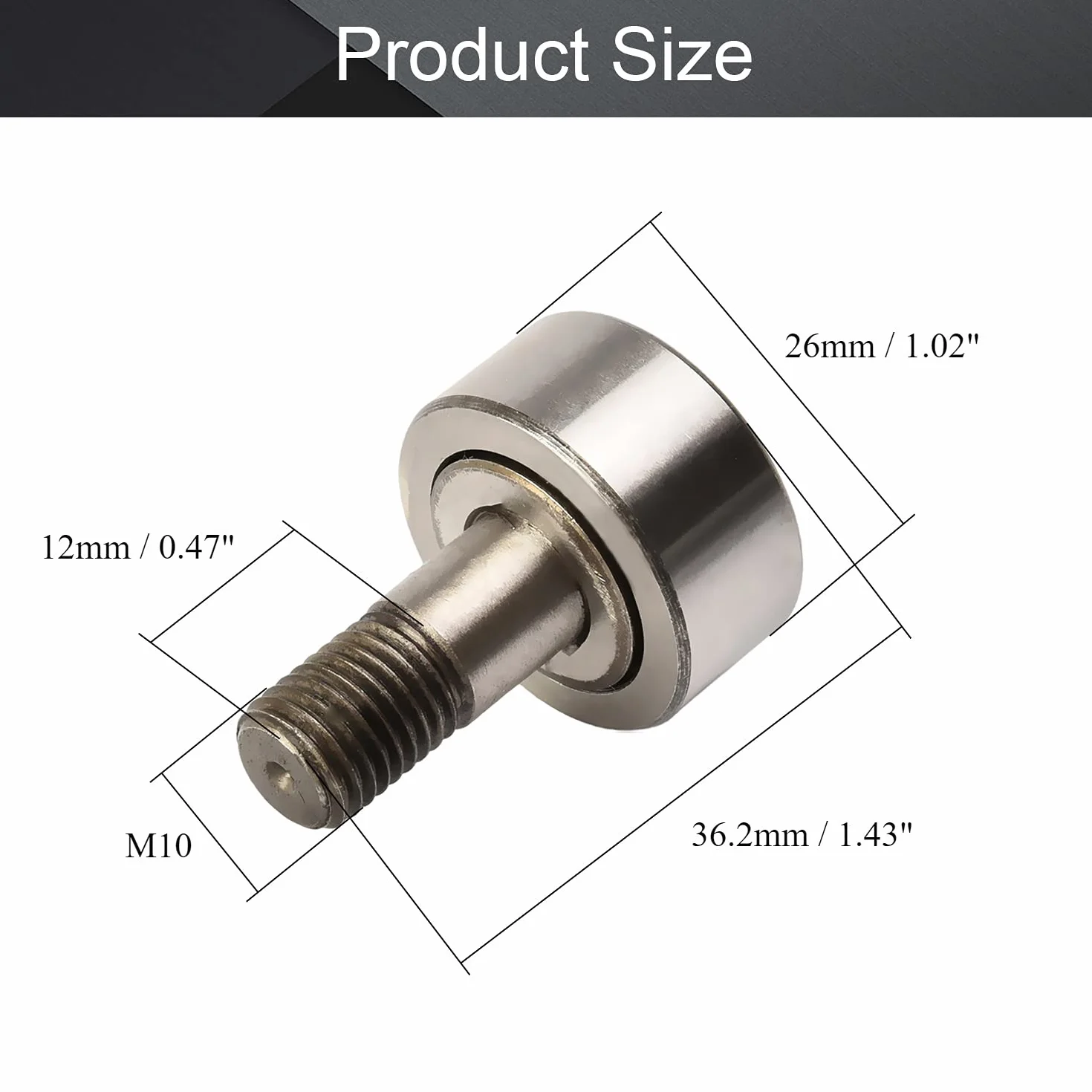 Othmro CF10-1 łożysko krzywkowe 26 mm średnicy trzpienia łożysko igiełkowe KR26 M10 x 1,25 mm gwint 1 szt