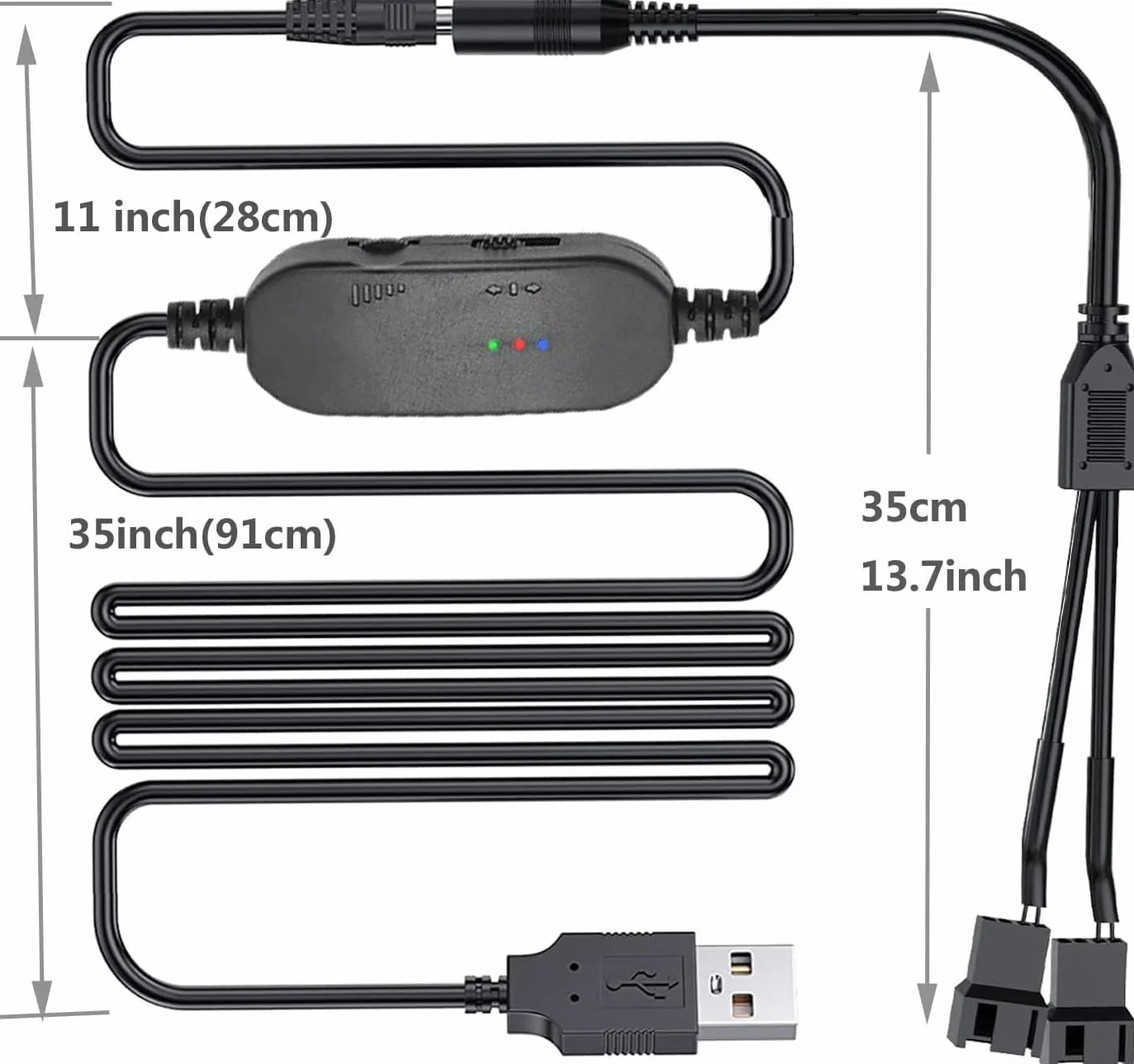 12 V PC regulator prędkości obrotowej, USB DC 5 V Step up do 12 V 2-biegunowy wentylator Speed Controller Governor z kablem 1 do 2 PC Fan Power Adapter