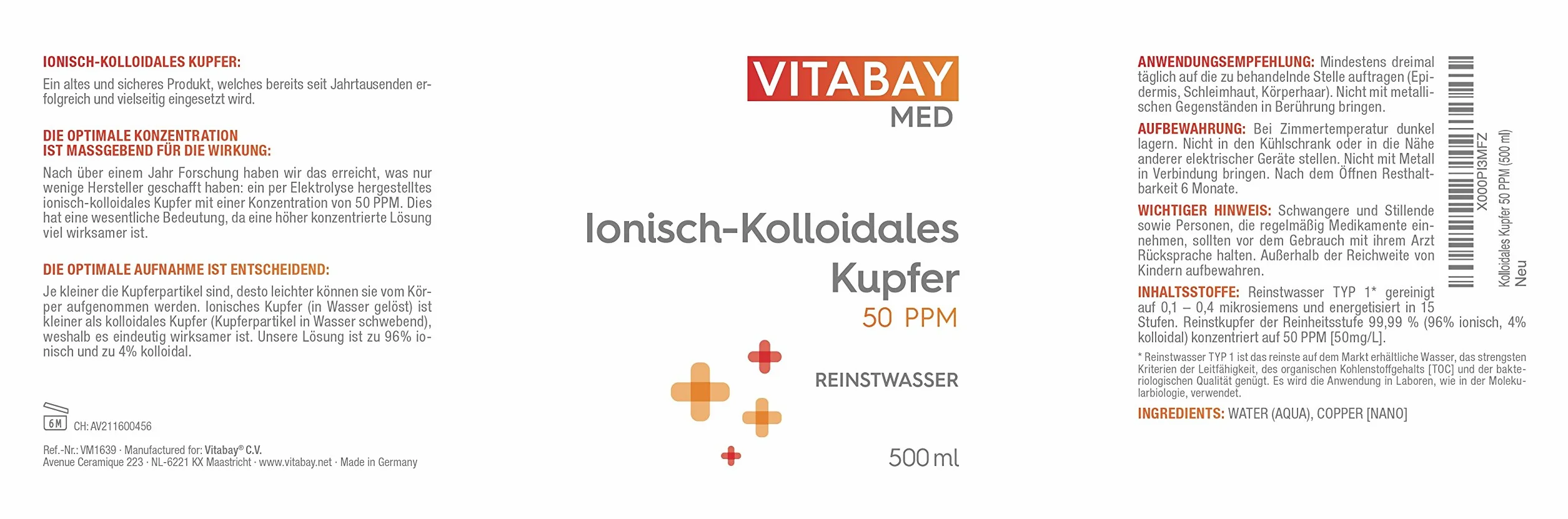 Miedź koloidalna 50 PPM – wysoce skoncentrowana (czystość 99,99%) (500 ml)
