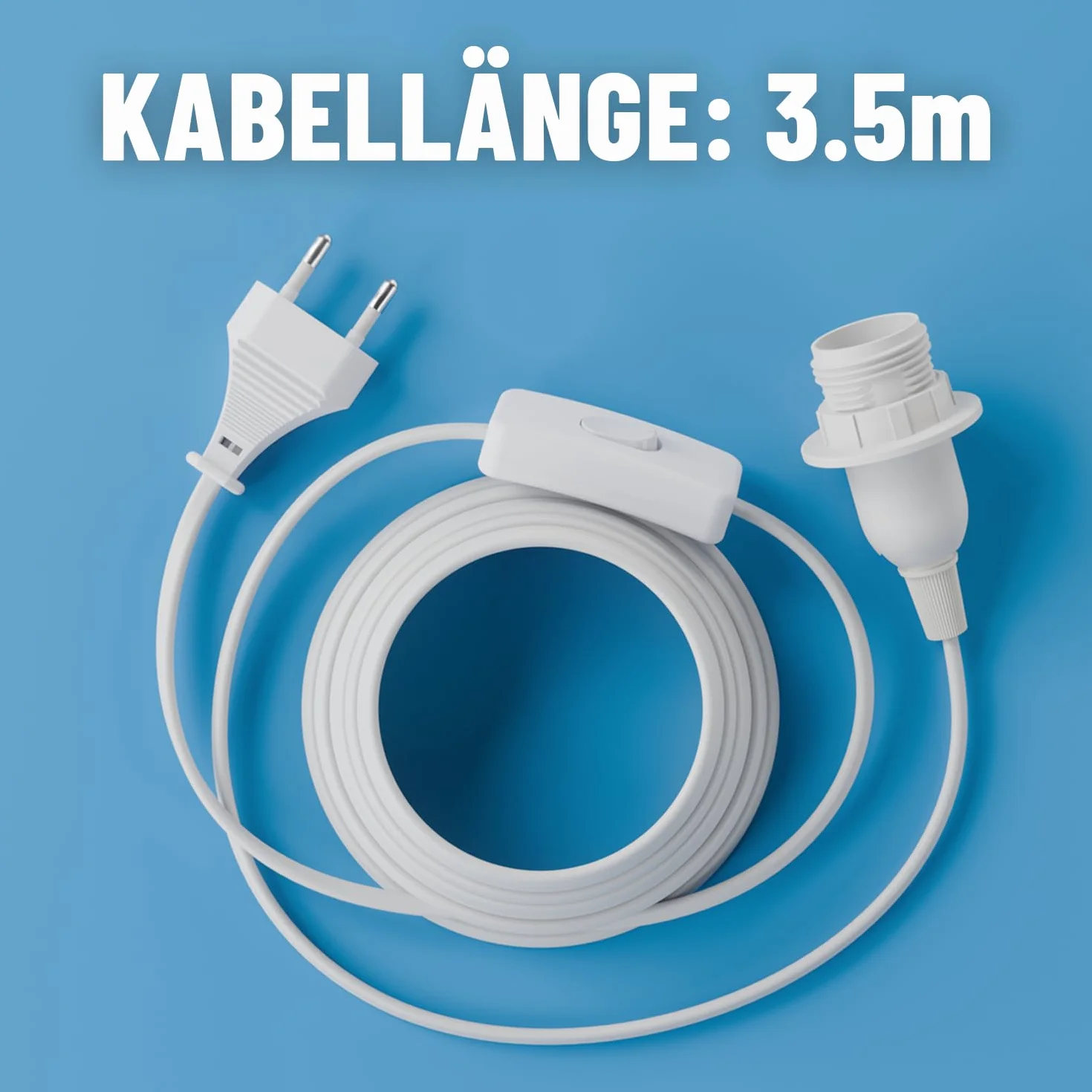 Oprawka lampy E14 z kablem i przełącznikiem biała 3,5 m 60 W 250 V PCW