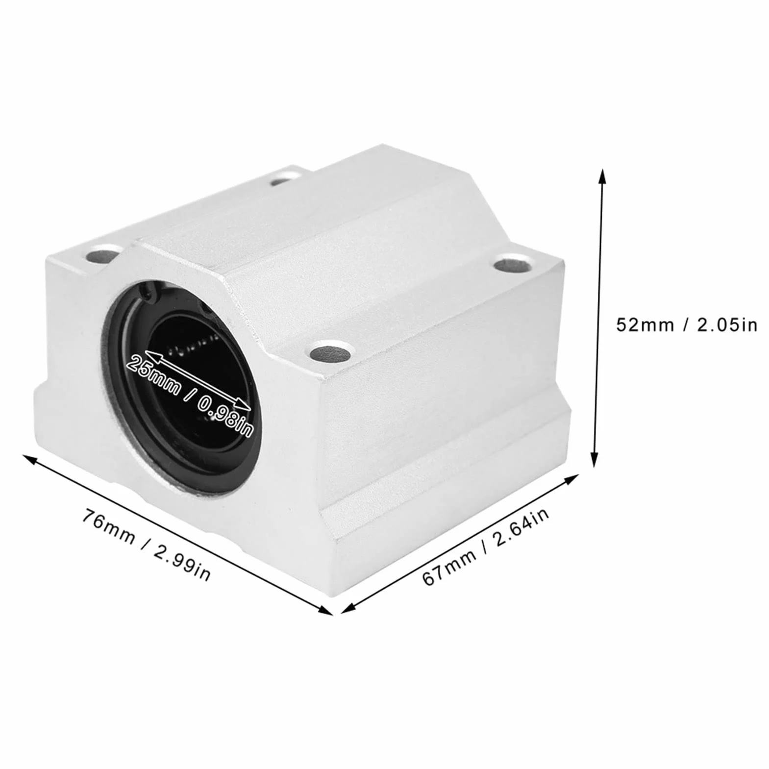 Liniowy Blok Przesuwny 25mm z Łożyskiem Kulkowym Aluminium CNC Anodizowany