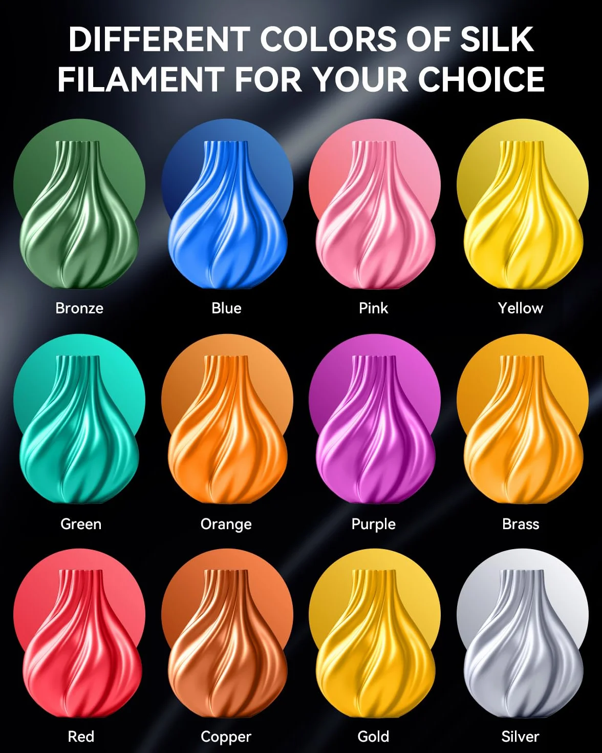 SUNLU PLA+ jedwabny filament 3D 1,75 mm 1 kg szpula jasne złoto