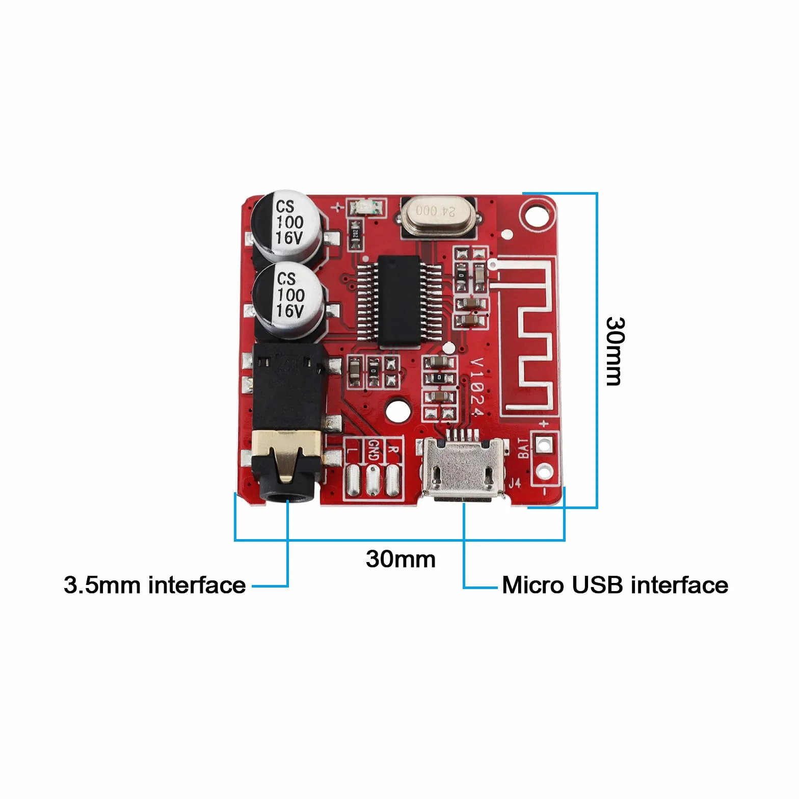 ECSiNG 4 szt. Bluetooth 4.1 MP3 moduł wzmacniacza samochodowego XY-BT mini płytka drukowana dekoder 3,5 mm stereo i moduł odbiornika micro USB do głośników 30 x 30 mm