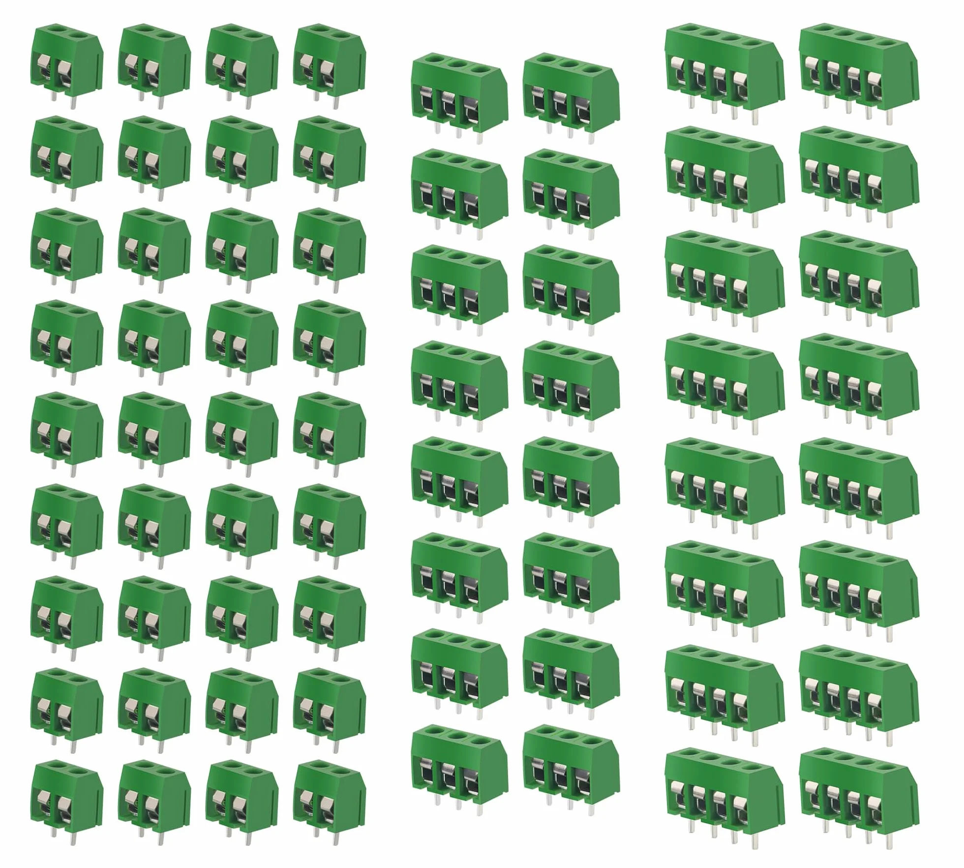 HUAZIZ 150 sztuk zielonych 2/3/4 pinów PCB Mount Screw, 5 mm Terminal Block zacisk śrubowy złącze wtykowe + 1 szt. żółty śrubokręt do Arduino