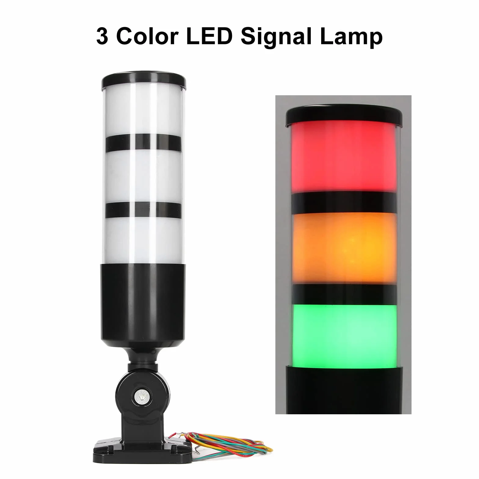 Przemysłowa Alarmowa, 3-warstwowa Lampka Sygnalizacyjna LED o Wysokiej Jasności Stałe Oświetlenie Ognioodporne do Obrabiarek (12‑24 V DC Uniwersalne)