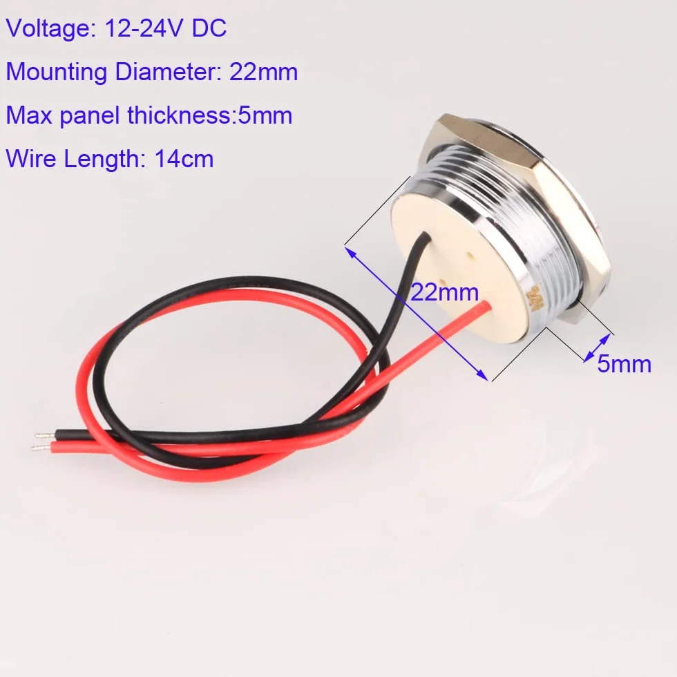 Gebildet 4 szt. AC/DC 12-24 V 20 mA Wskaźnik Oszczędzania Energii Metalowy Wskaźnik Swietlny Wodoodporna lampa Sygnalizacyjna Rozmiar Otworu 22mm Biała Dioda LED (sferyczna głowica powierzchniowa)