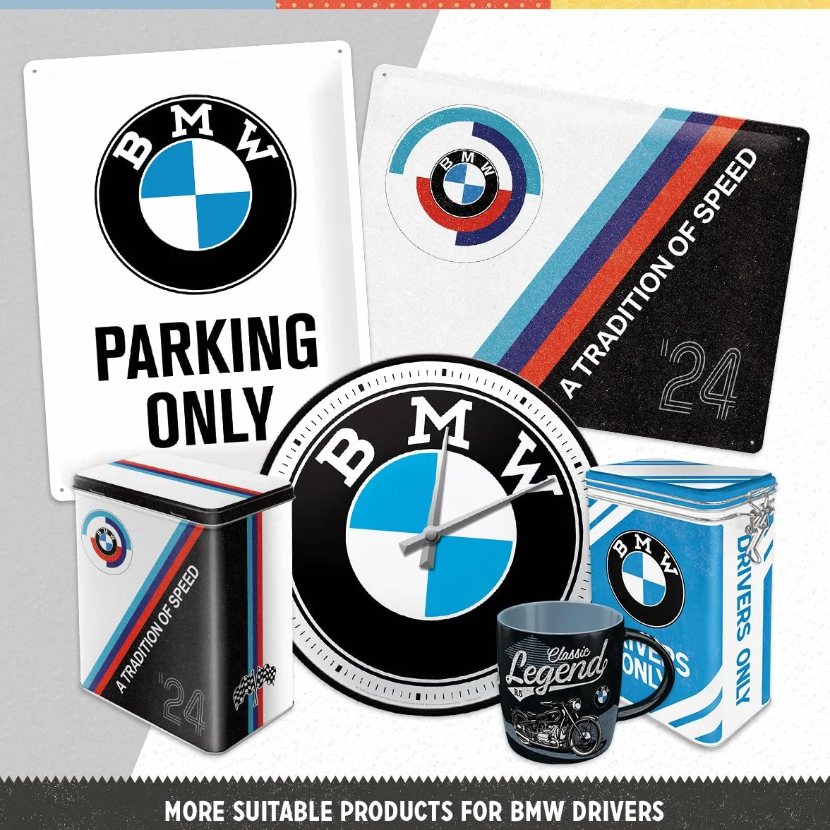 BMW Tabliczka blaszana retro Ø 35 cm metalowa licencjonowany oryginalny prezent dla fanów