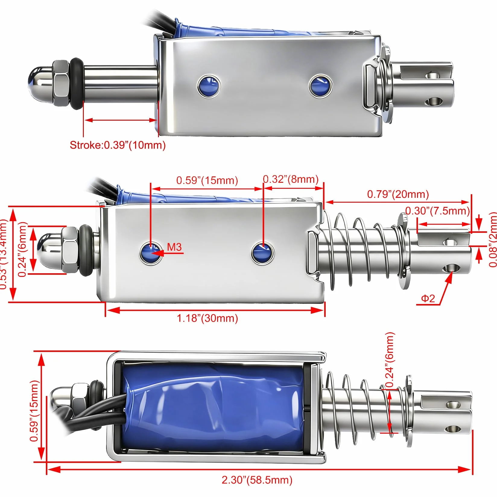 Heschen Magnes elektromagnetyczny, HS-0530B, DC24V, 5N, skok 10 mm, typ Push Pull, otwarta rama