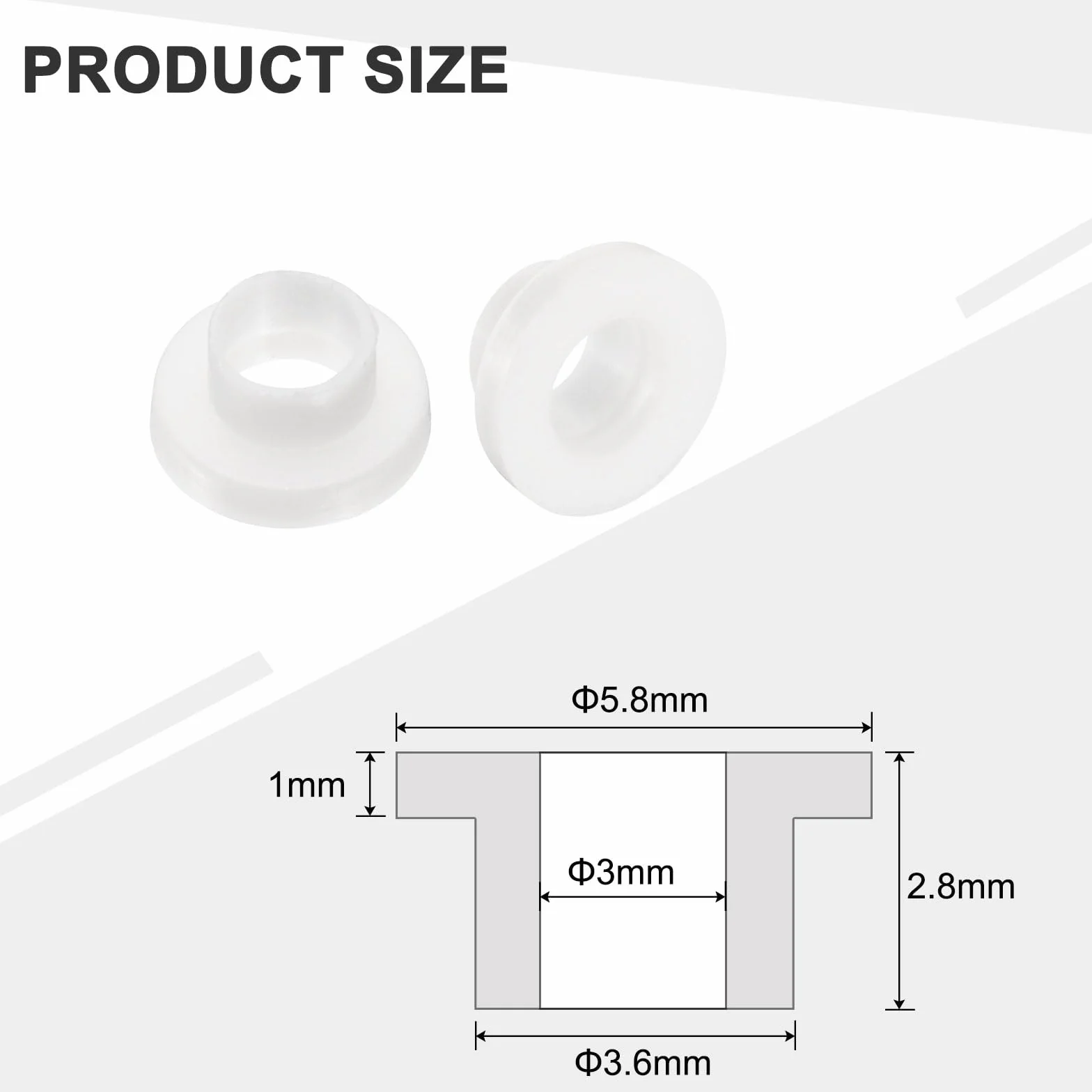 Tuleje kołnierzowe z tworzywa sztucznego ID 3 mm x OD 3,6 mm x długość 2,8 mm nylonowe białe QUARKZMAN