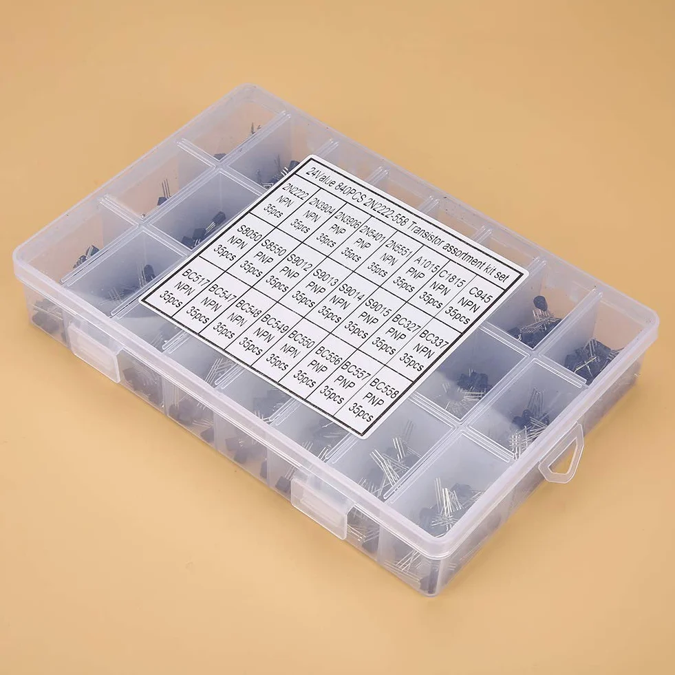 Zestaw Tranzystorów NPN PNP 840szt Tranzystory Krzemowe do Elektroniki
