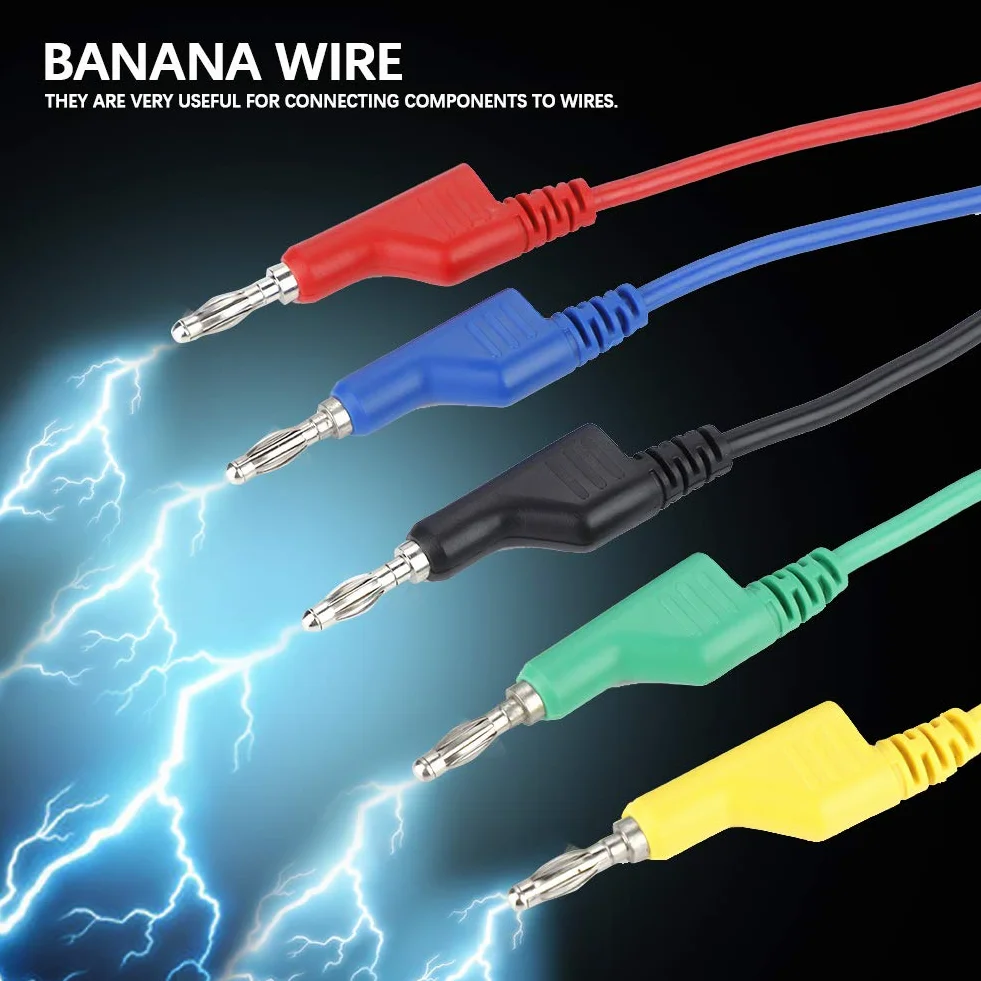 5 sztuk 1 m 4 mm wtyk bananowy kabel zasilający przewody pomiarowe wtyczka kablowa podwójna głowica wtyczka bananowa do multimetra