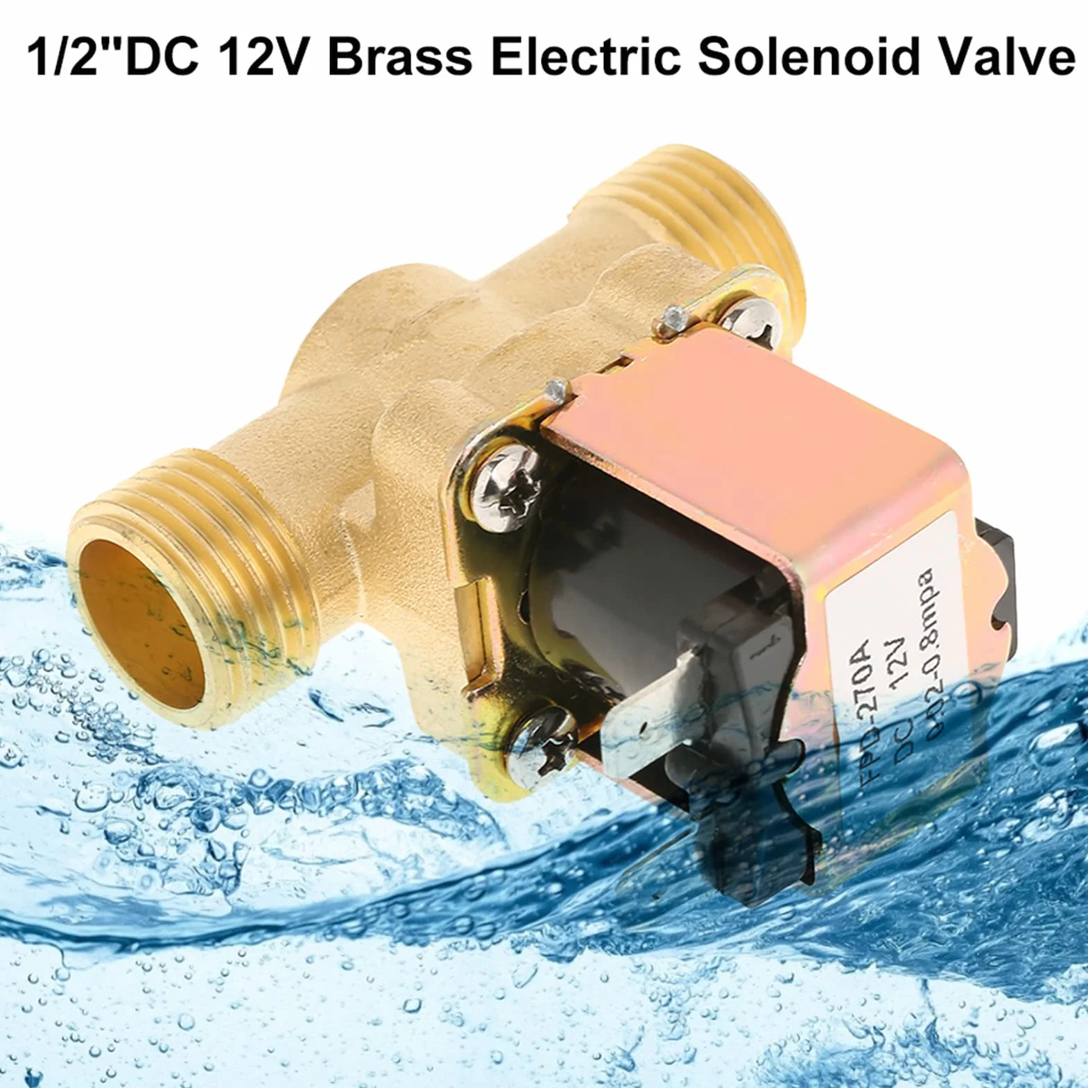 Elektryczny Zawór Elektromagnesu, 1/2 DC 12V Zwykle Zamknięty Mosiężny Zawór Kontroli Wody Przeciw Suchej, 0,02-0,8 MPa dla Grzejników, Oczyszczaczy, Systemów HVAC