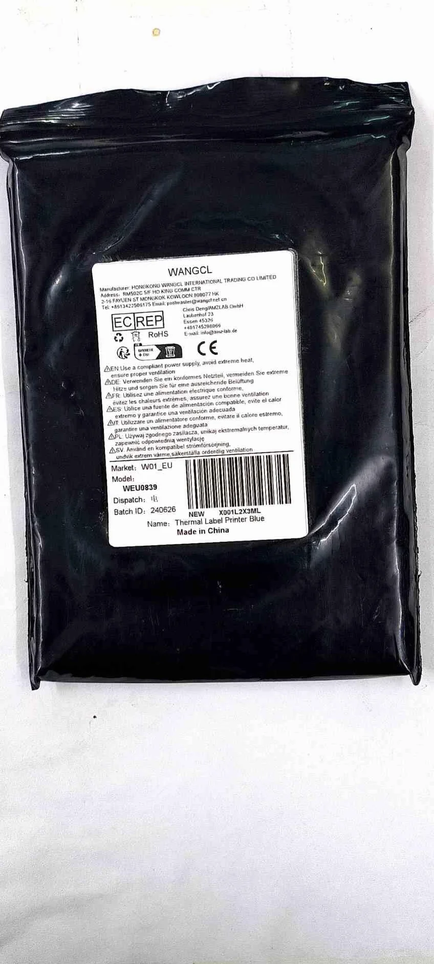 WANGCL Termiczna drukarka etykiet z ładowaniem USB, przenośna, bezprzewodowa drukarka fotograficzna Bluetooth, kompatybilna z systemem Android lub iOS, z 1 rolką papieru termicznego (niebieska)