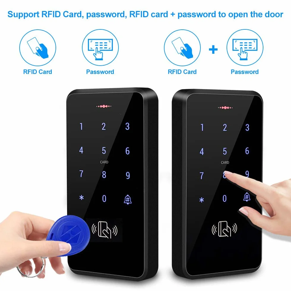 FST IP68 wodoodporna kontrola dostępu do klawiatury RFID Kontroler dostępu WG26 / 34 ekran dotykowy + 10 szt. breloczków do kluczy do systemu kontroli dostępu do drzwi