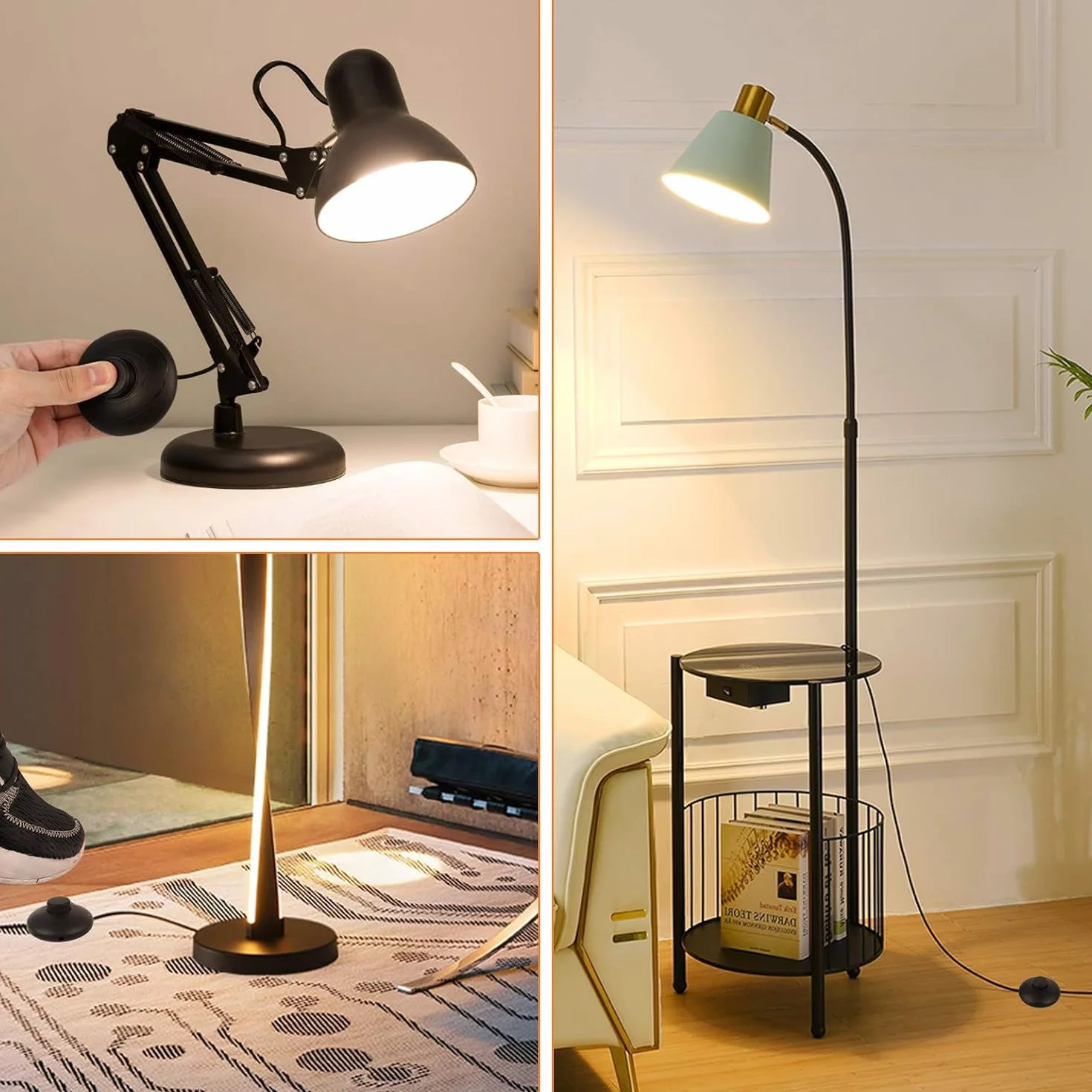 Przełącznik nożny okrągły 70 mm czarny do lampy podłogowej i stołowej