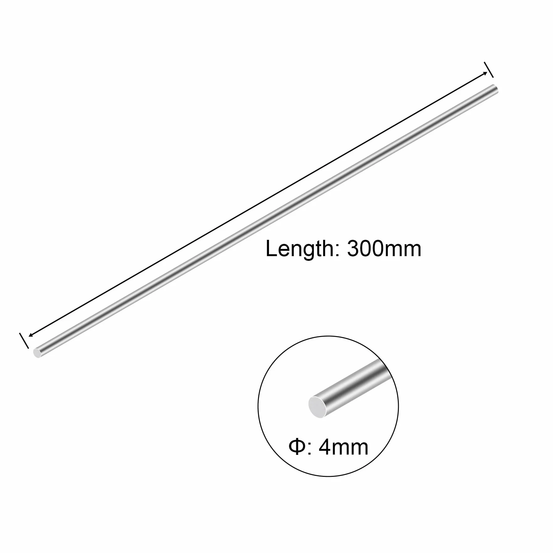 Pręt okrągły ze stali nierdzewnej 304, iMeistek 4 mm x 300 mm, pręty ze stali nierdzewnej, solidny pręt okrągły do modeli samochodów RC, łodzi i innych prac ręcznych DIY (5 sztuk)