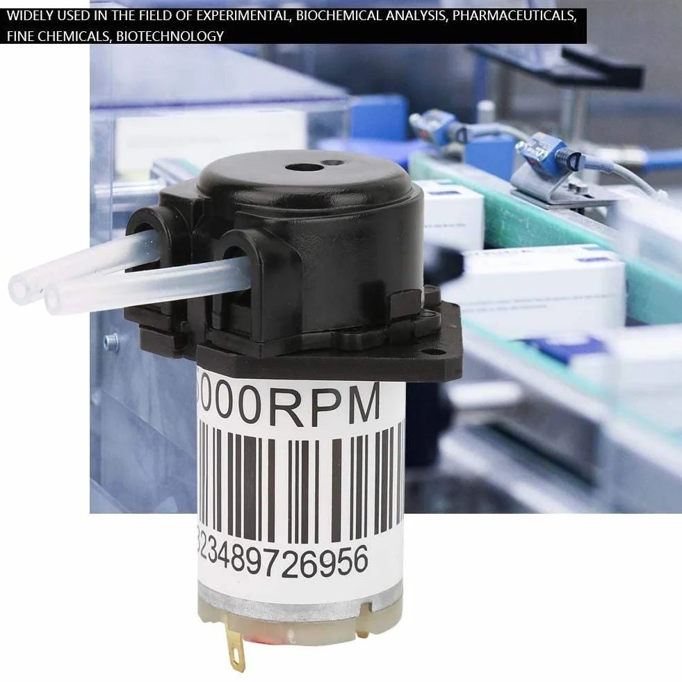 6 V miniaturowa cicha perystaltyczna pompa wąż pompa samozasysająca głowica dozująca do analizy chemicznej laboratorium (6 V płaski czarny)