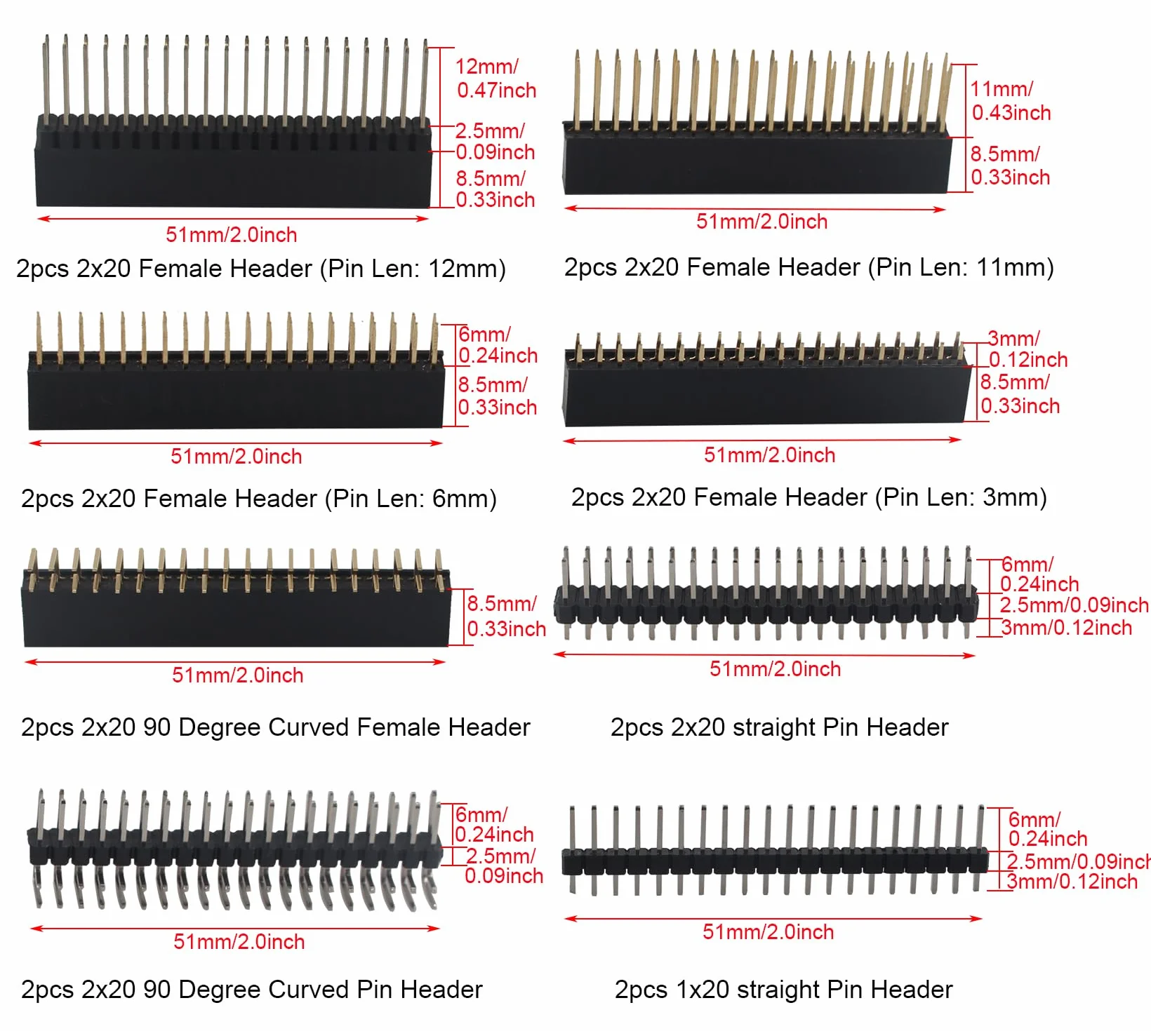 ZDE 40-pinowy zestaw słuchawkowy Raspberry Pi GPIO Stacking Header Extender Pico do Raspberry Pi 5/4B/3B+/3B/2B/B+/A+/Zero/Zero W/Zero 2 W 16 szt.