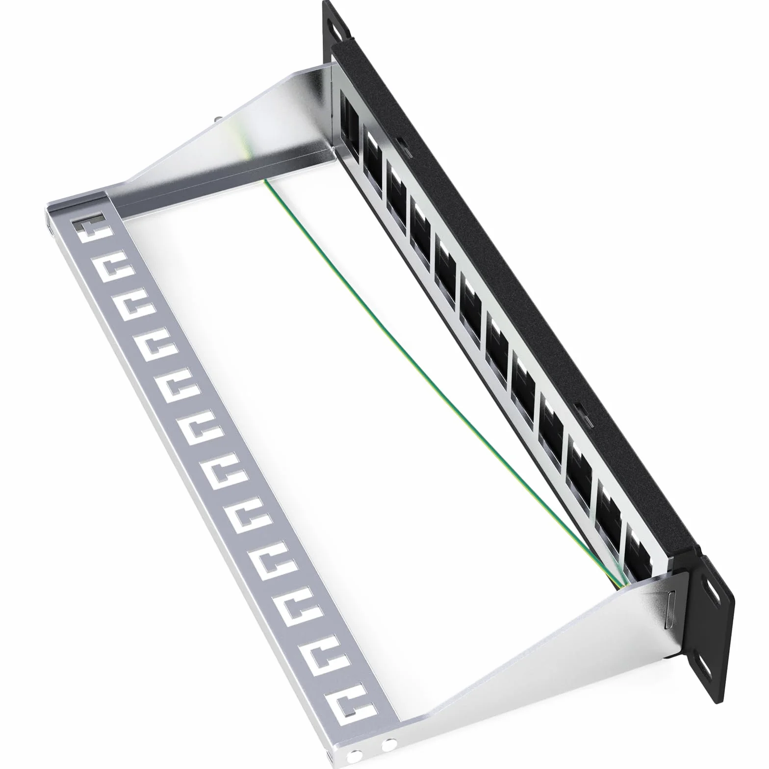 HB-DIGITAL 12-portowy panel krosowy modułowy do modułów Keystone ekranowany czarny 1HE montaż w stelażu TIA568A kabel TIA568B
