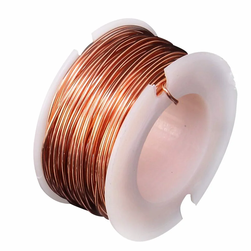 Drut miedziany, 0,5 mm grubość, 10 m długość, emaliowany, magnes, drut magnetyczny, uzwojenie cewka do silnika elektromagnetycznego napędu na cztery koła, model silnika, transformator, uzwojenie cewka