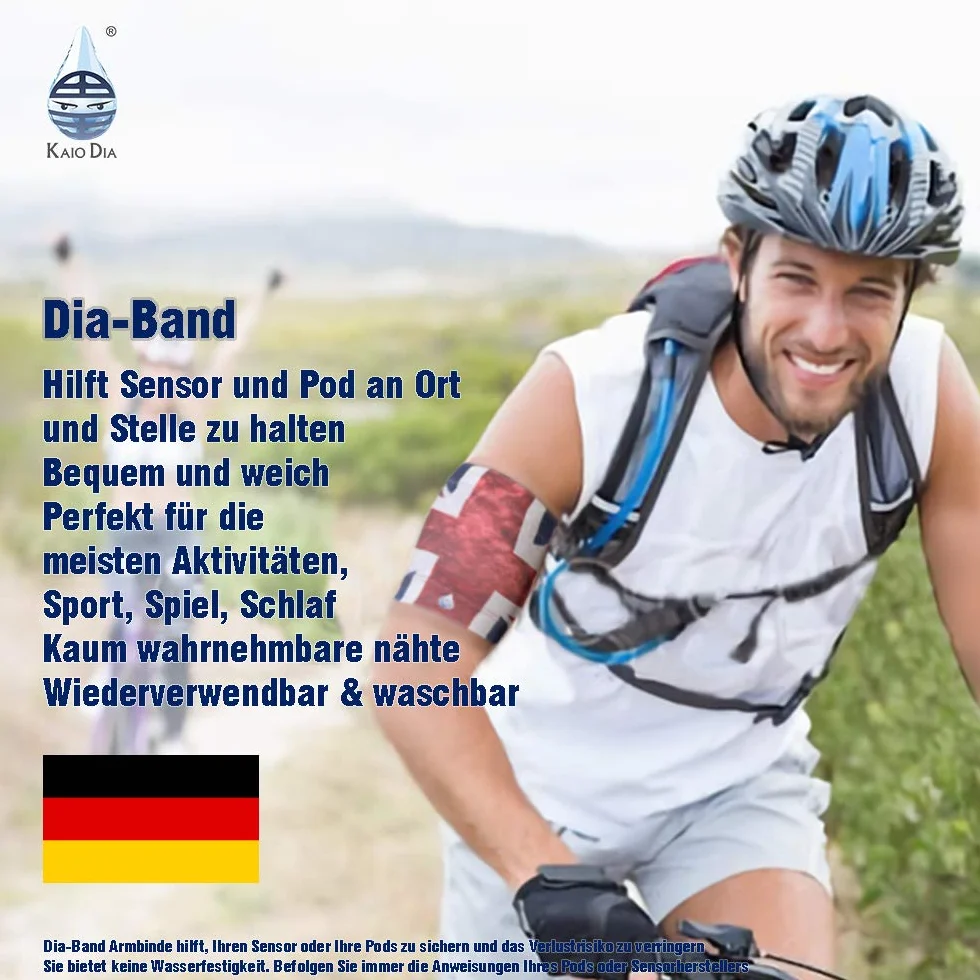 Dia-Band, ultra cienki mankiet do czujnika glukozy Freestyle Libre, Medtronic, Dexcom lub Omnipod - Wygodna i wielokrotnego użytku opaska cukrzycowa. (M (27-30 cm))
