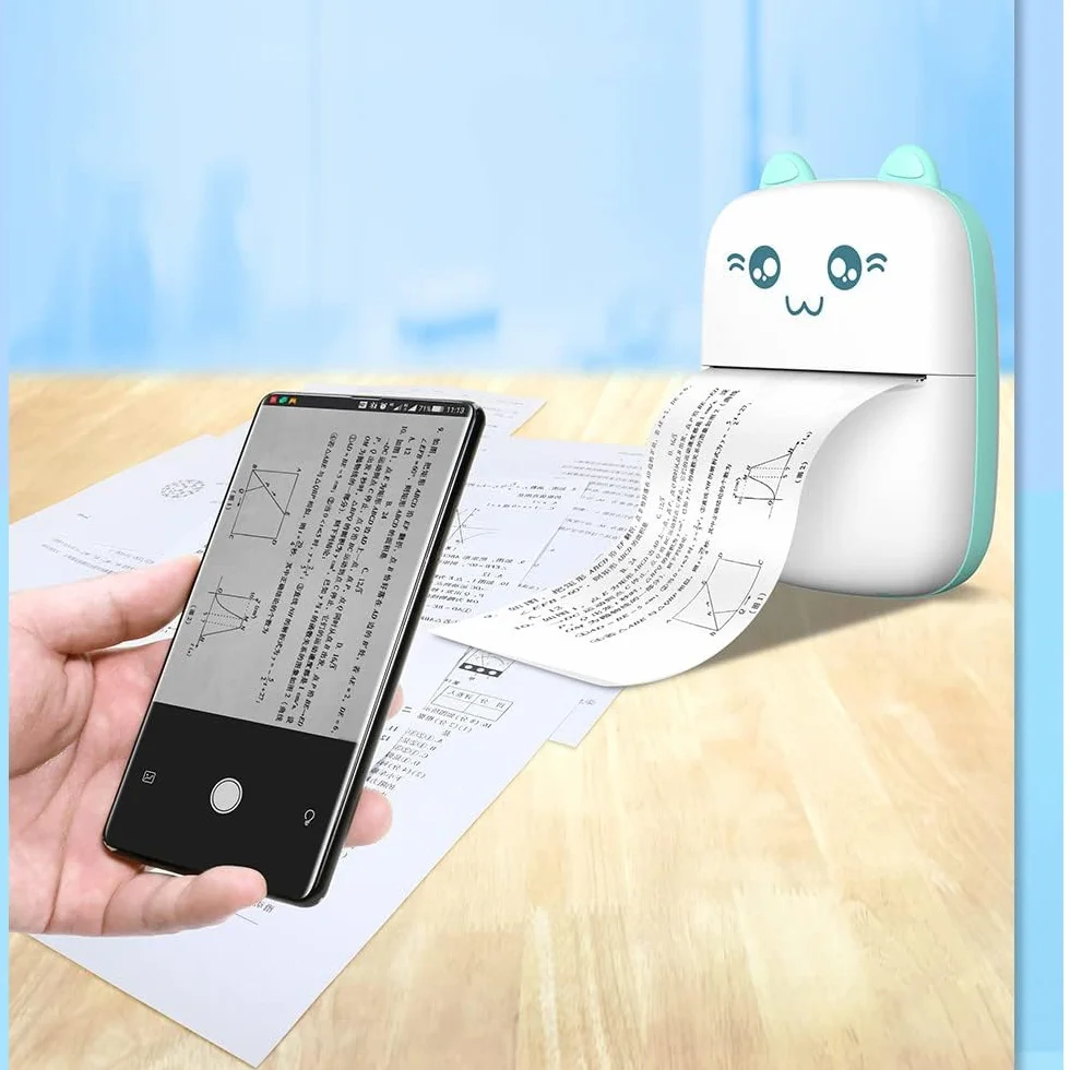 WANGCL Termiczna drukarka etykiet z ładowaniem USB, przenośna, bezprzewodowa drukarka fotograficzna Bluetooth, kompatybilna z systemem Android lub iOS, z 1 rolką papieru termicznego (niebieska)