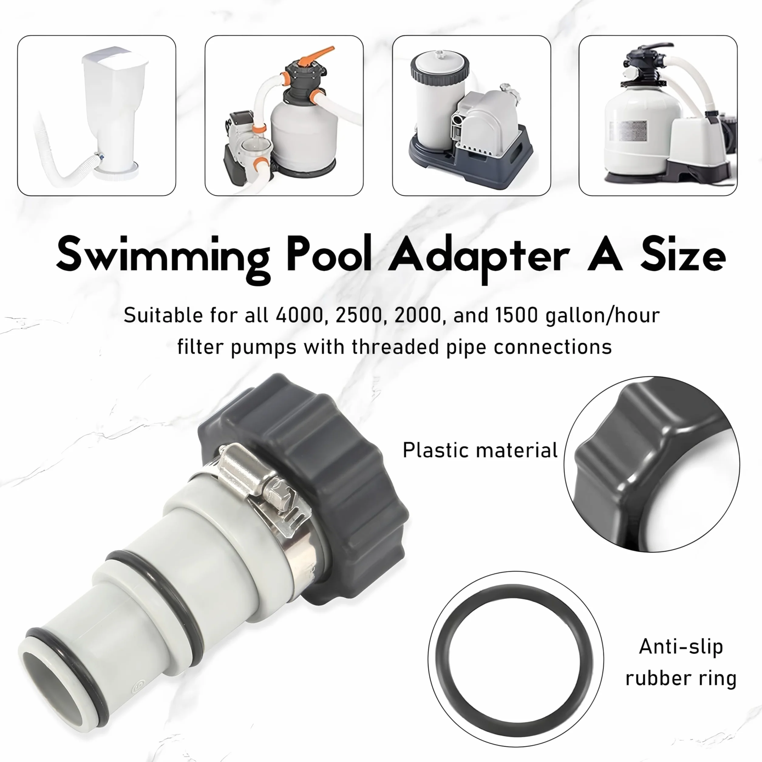 Adapter pompy basenowej, 1,25 cala / 32 mm do 1,5 cala / 38 mm Adapter do basenu A, adaptery A do basenów i pomp, adapter węża do basenu