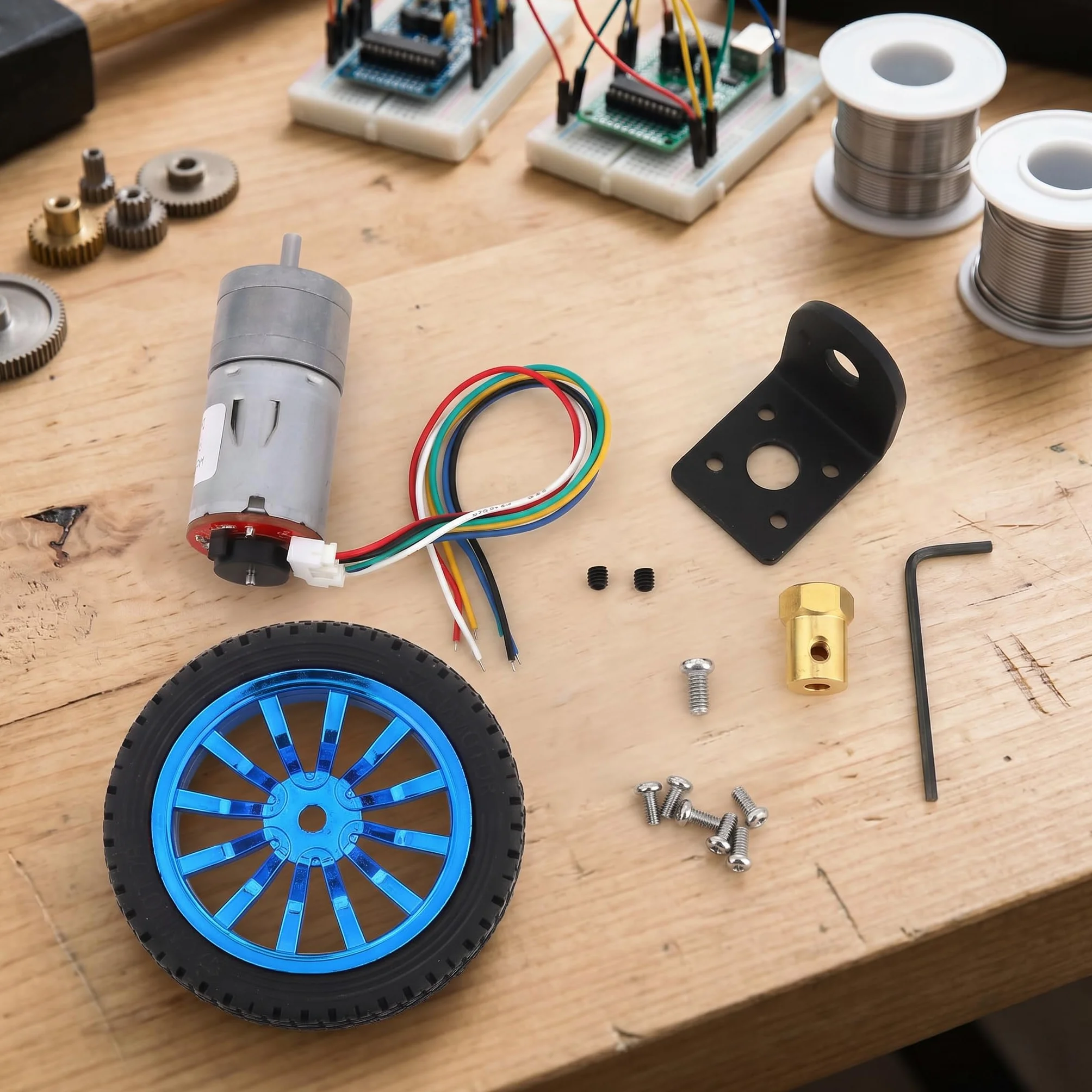 Silnik DC 12V z Przekładnią i Enkoderem 60 Obr./Min 65 mm Metalowy Redukcyjny Zestaw do DIY