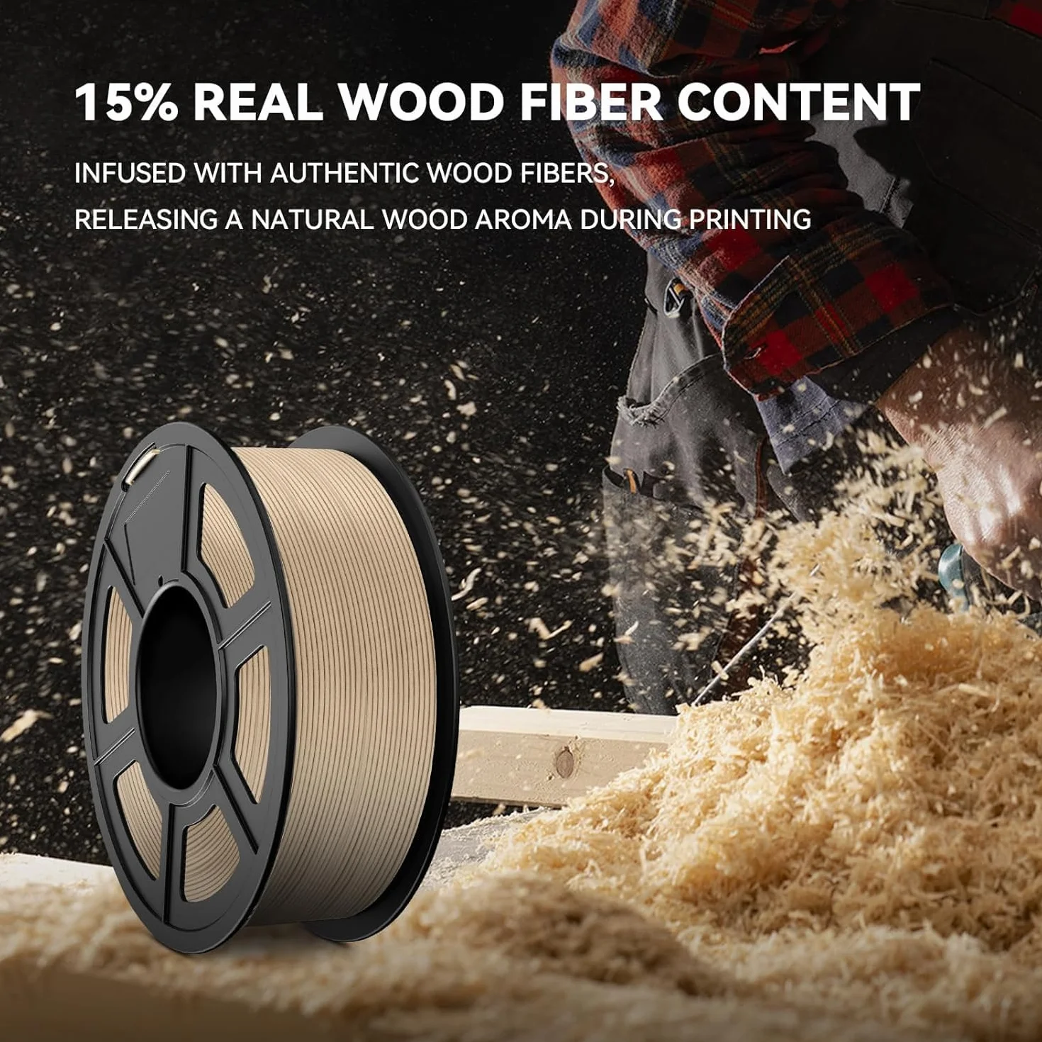 JAYO PLA filament do drukarki 3D 1,75 mm drewno 15% włókna drzewne szpula 1,1 kg