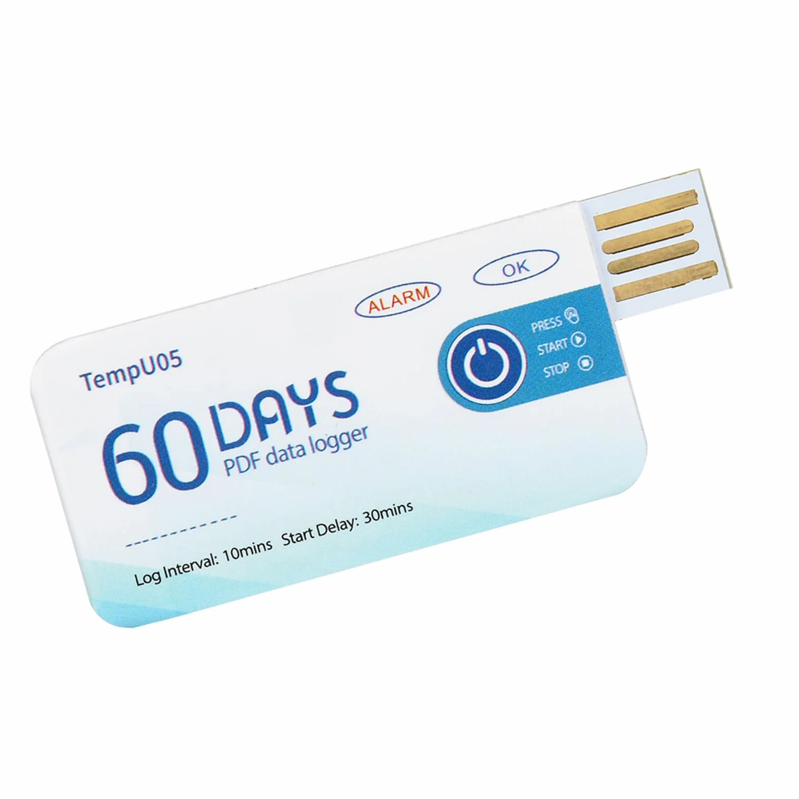 2 szt. Rejestrator Danych Temperatury USB, pojemność Danych 10000 PDF Rejestrator Raportów Plastikowy Jednorazowy Rejestrator Temperatury