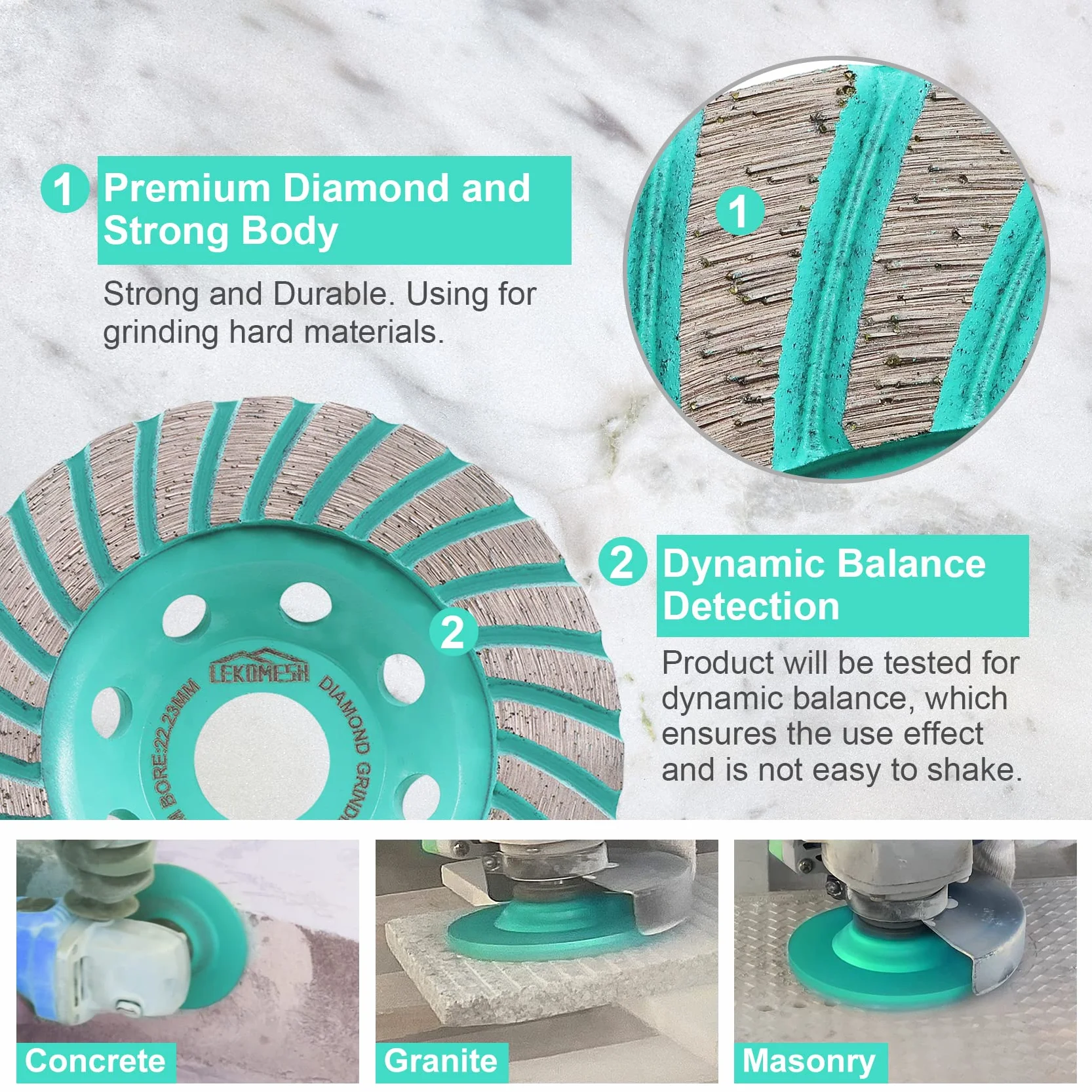 Diamentowa tarcza szlifierska - 5"/125 mm turbo rzędowa szlifierka kątowa tarcza do cięcia, szlifowania, wygładzania, kształtowania betonu, marmuru, granitu, muru, cegły 7/8" altanka