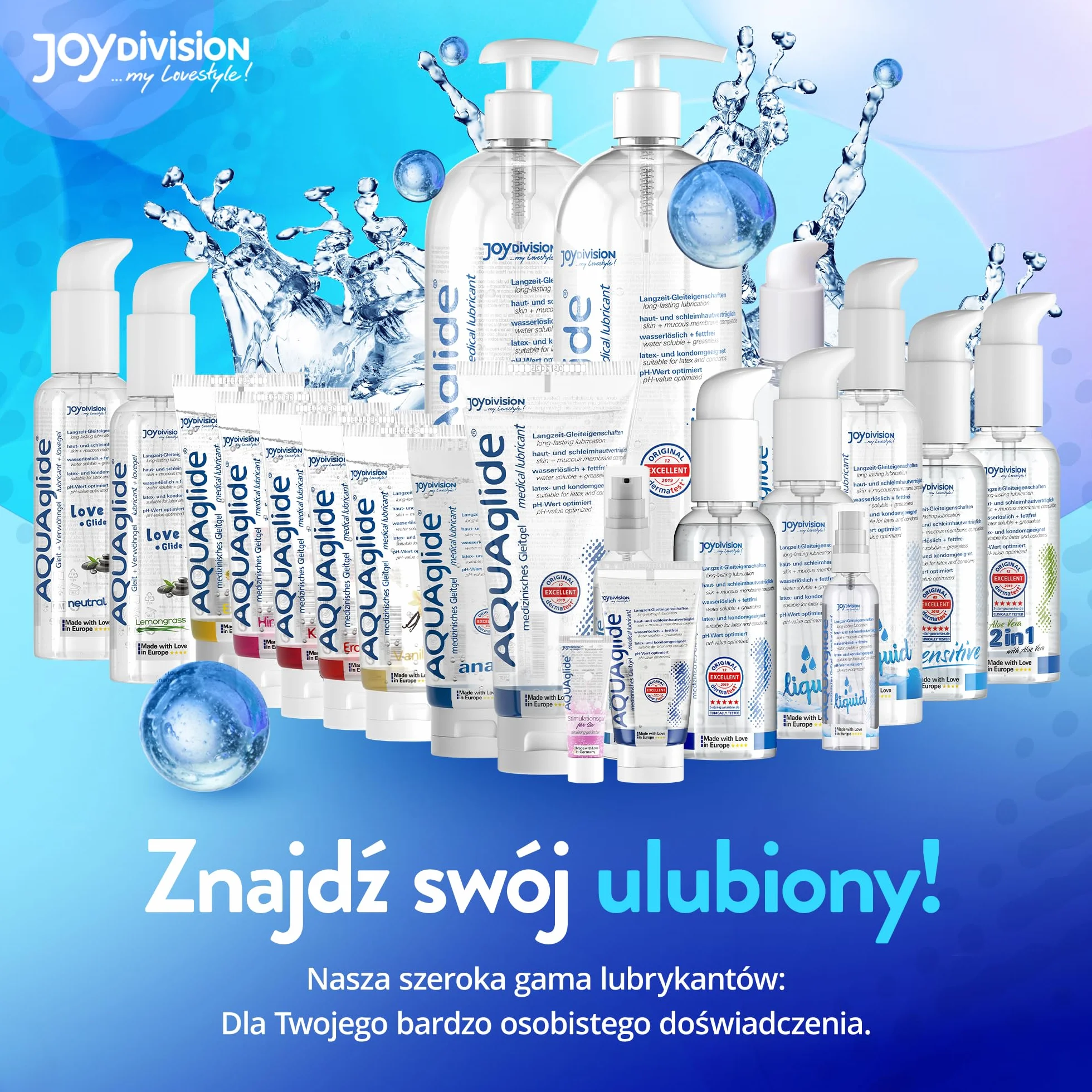 JOYDIVISION Oryginalny lubrykant AQUAglide Sensitive 125 ml, krystalicznie czysty i wegański lubrykant, o zoptymalizowanym pH i kompatybilny z prezerwatywami lateksowymi.